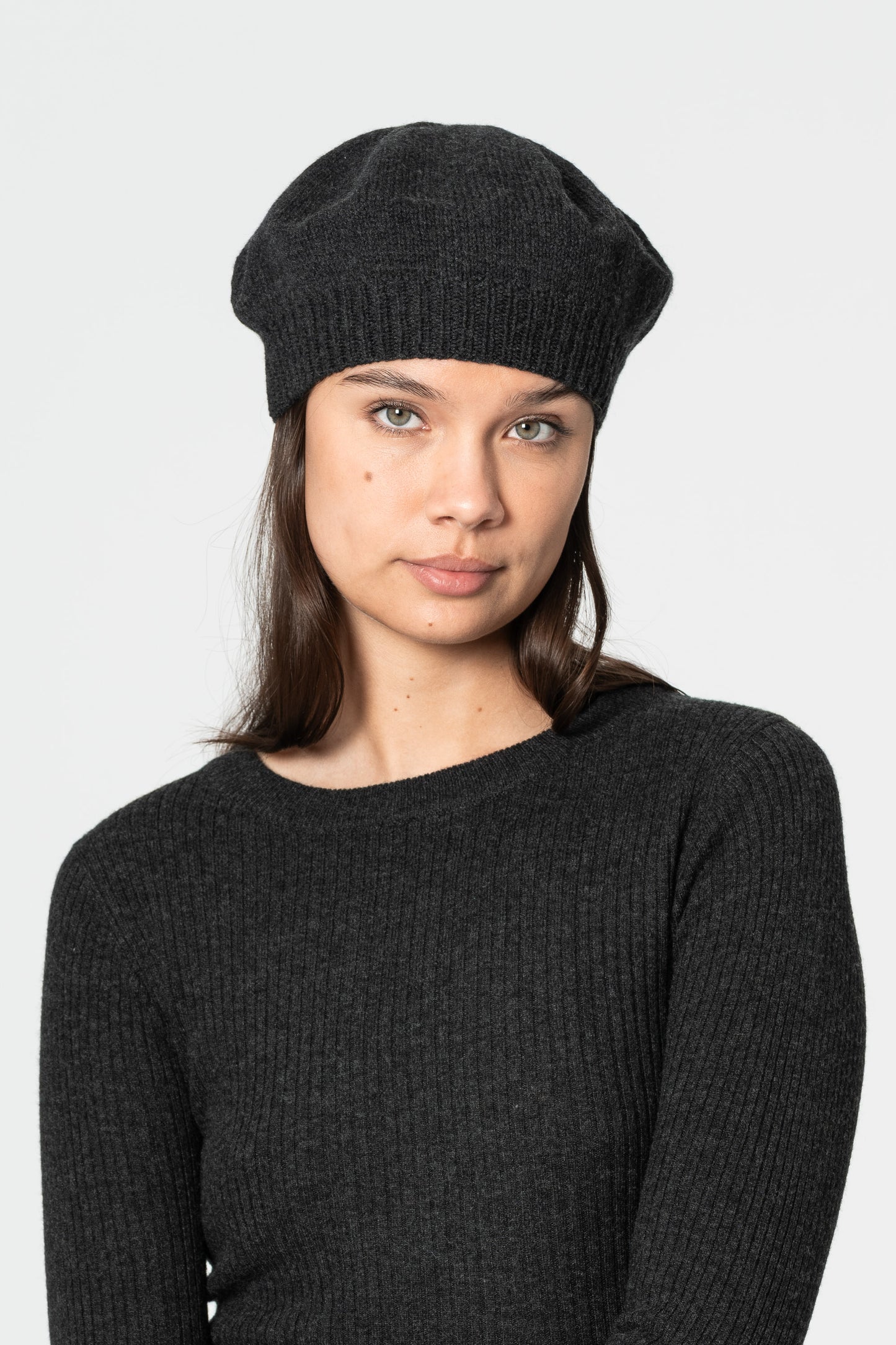 MERINO Handknit Beret - Onyx Grey