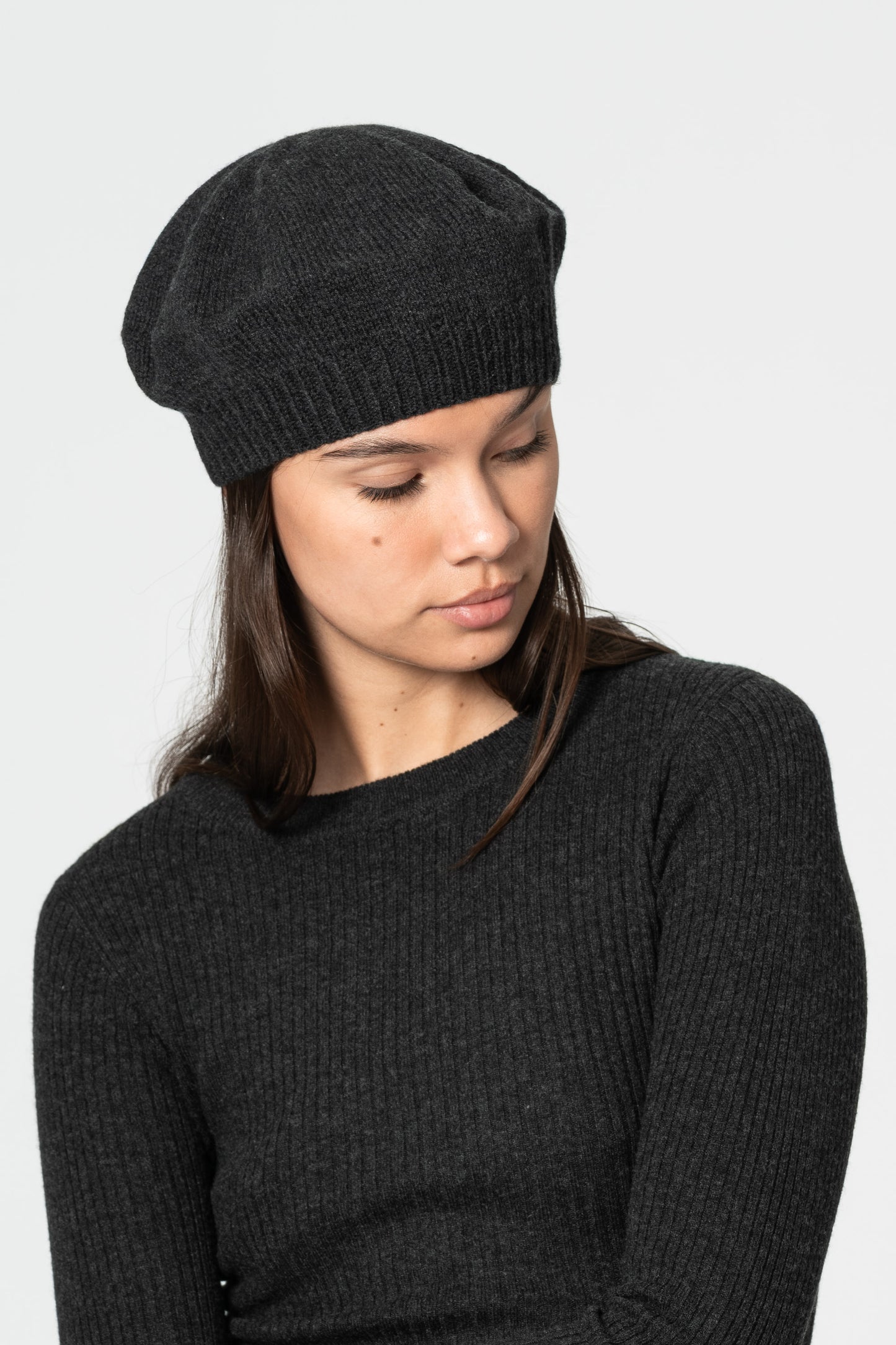 MERINO Handknit Beret - Onyx Grey