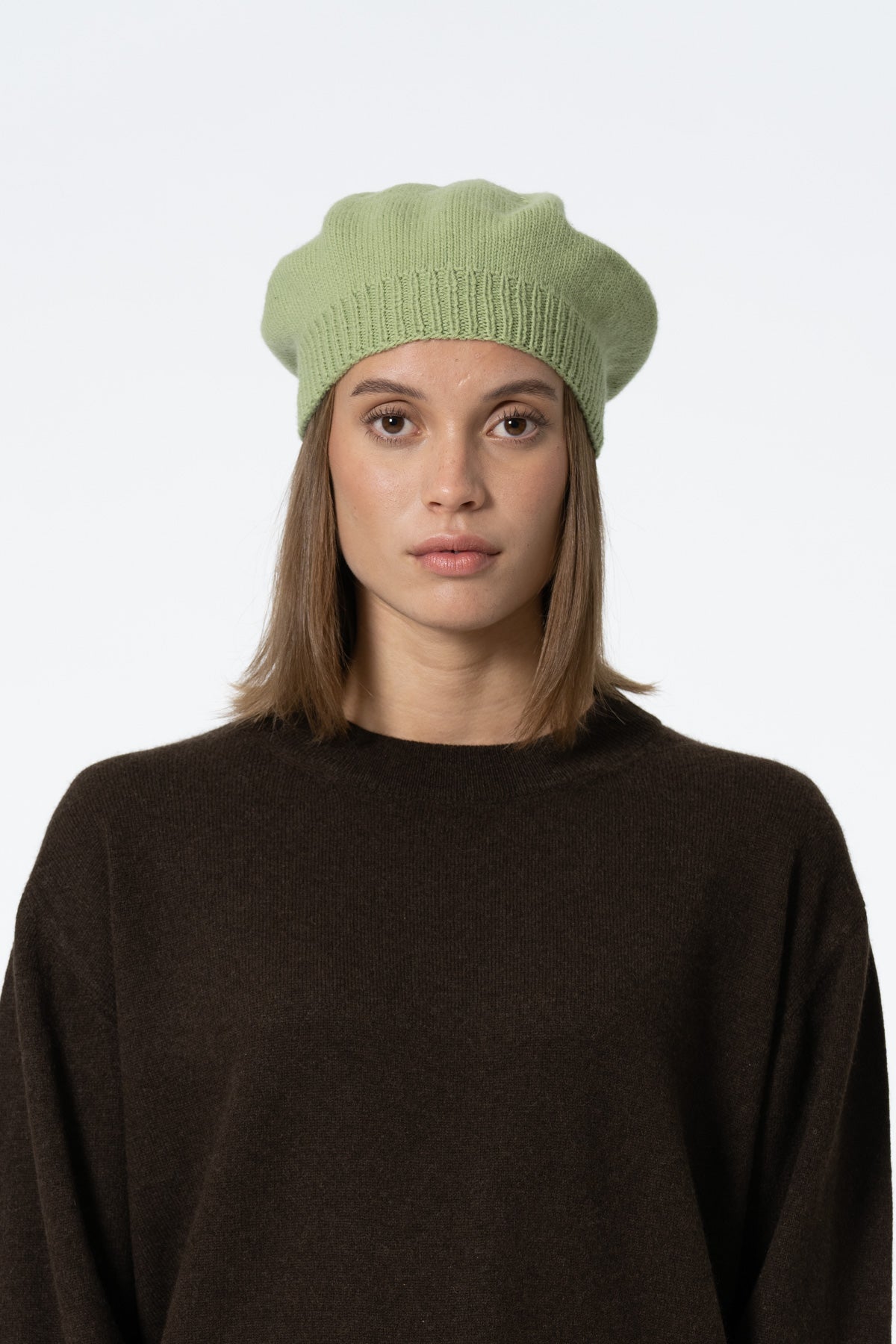 MERINO Handknit Beret - Pistachio Green