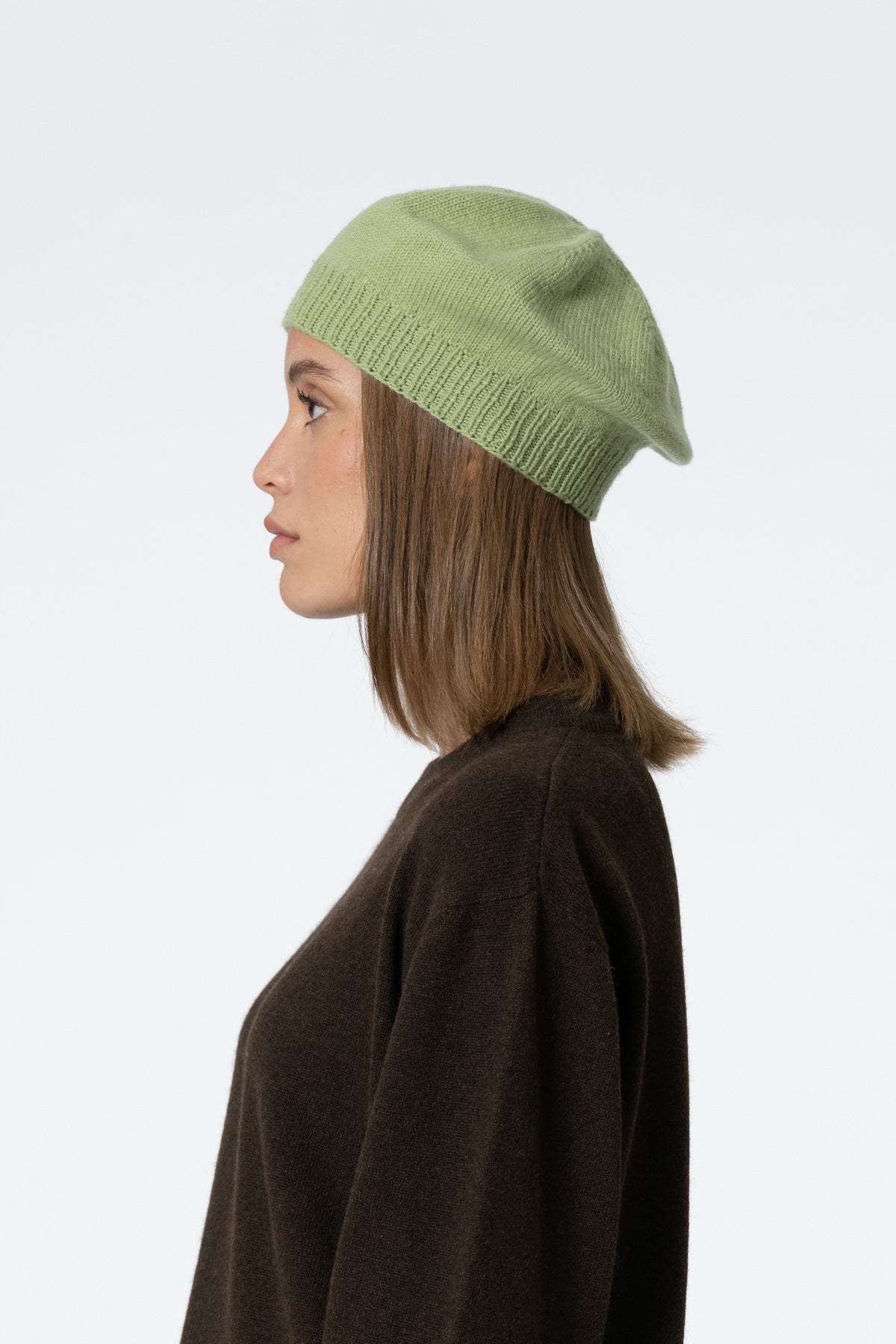 MERINO Handknit Beret - Pistachio Green