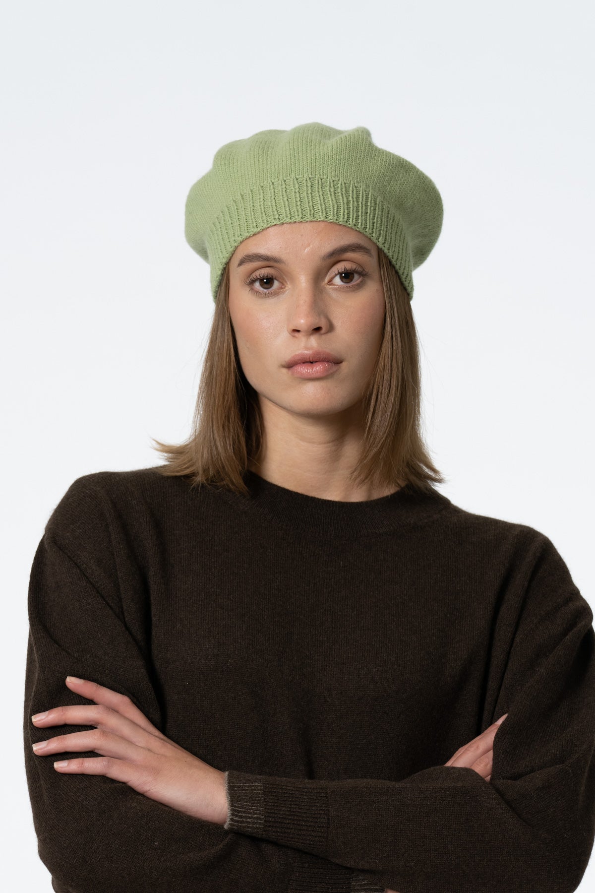 MERINO Handknit Beret - Pistachio Green