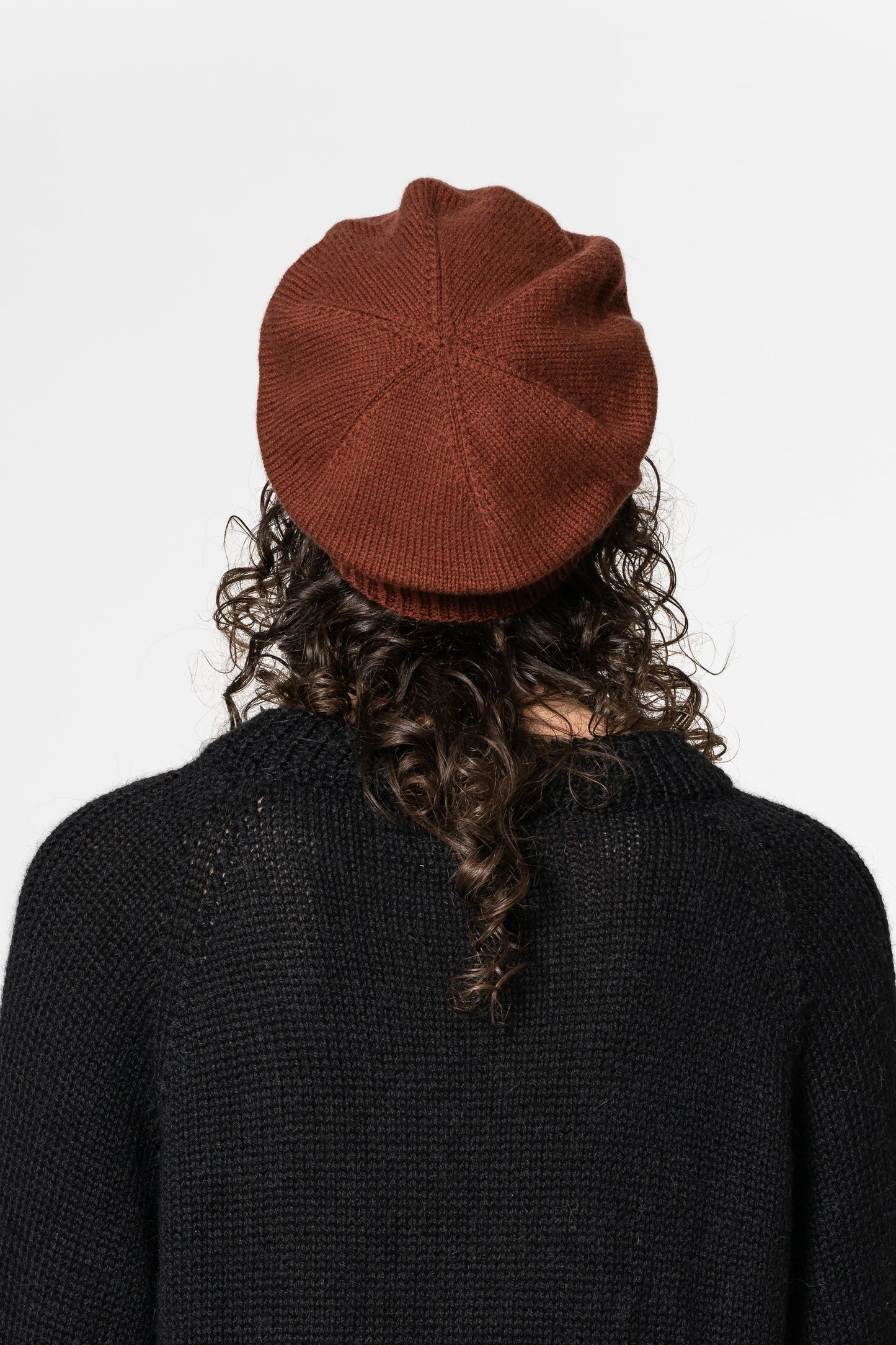 MERINO Handknit Beret - Rust Red