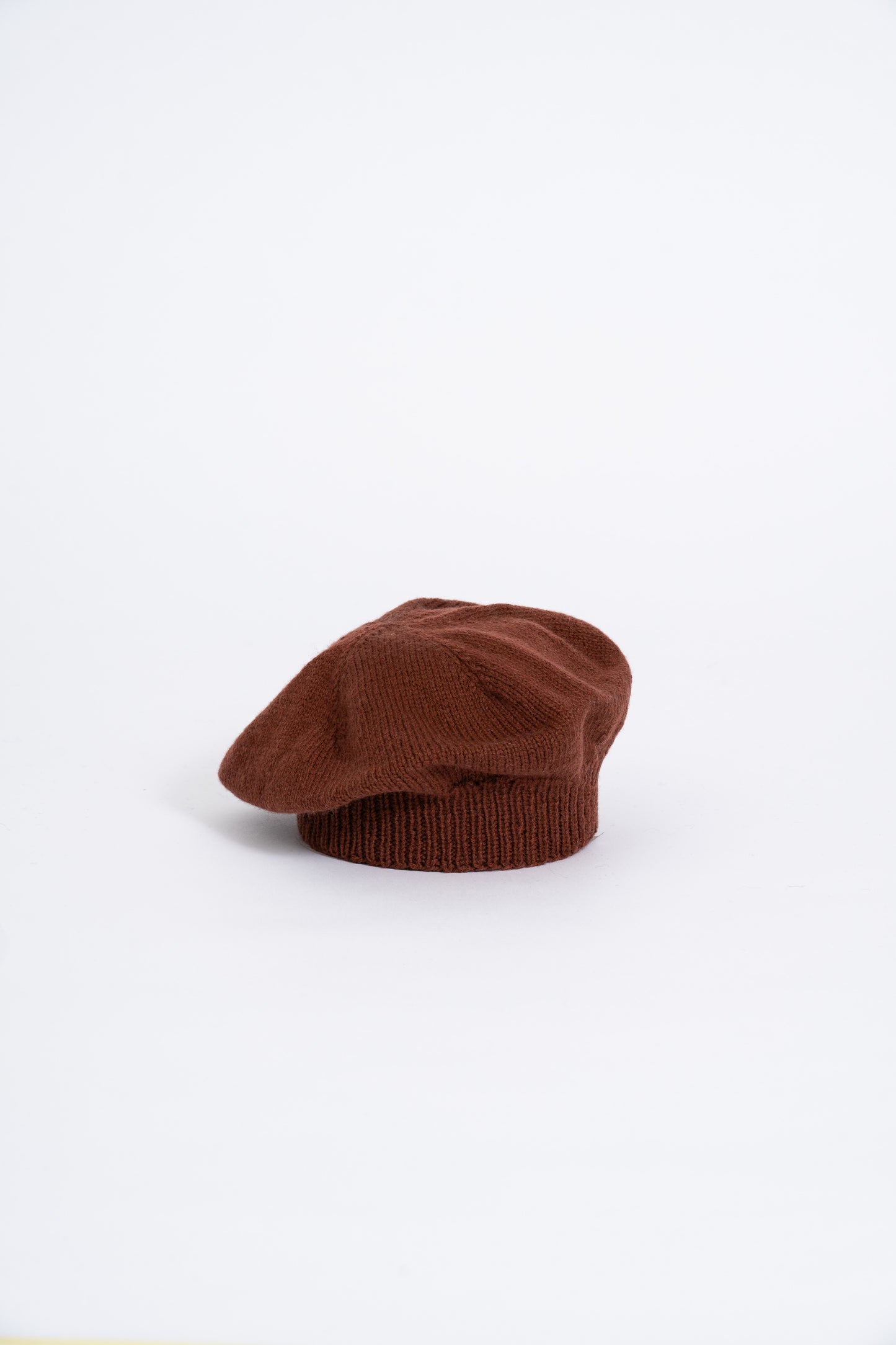 MERINO Handknit Beret - Rust Red