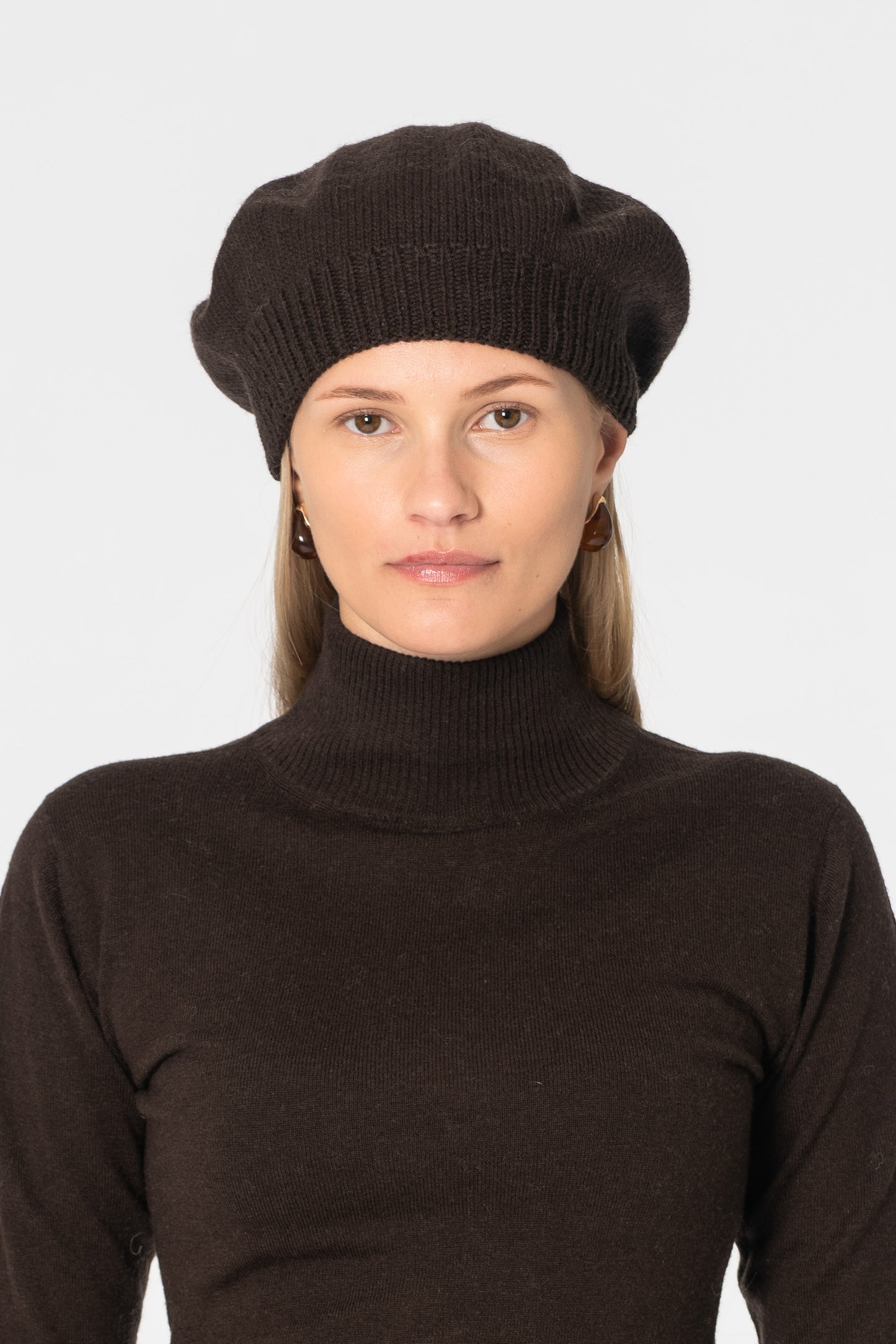MERINO Handknit Beret - Espresso Brown