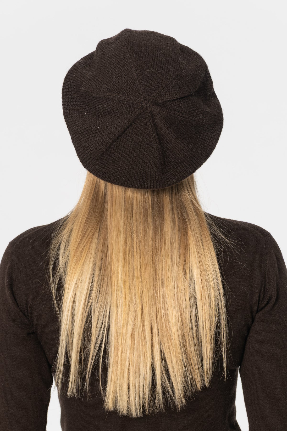 MERINO Handknit Beret - Espresso Brown