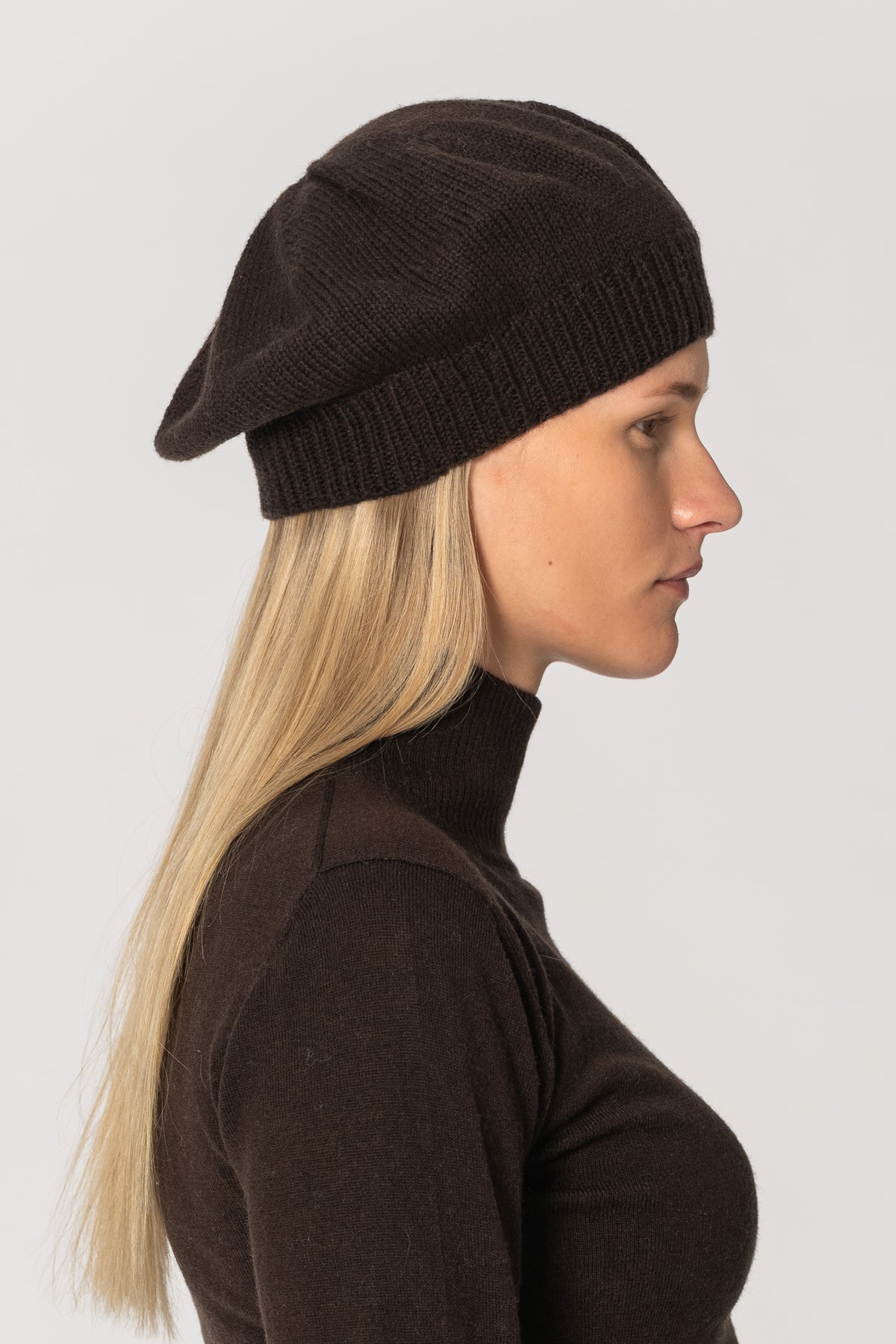 MERINO Handknit Beret - Espresso Brown