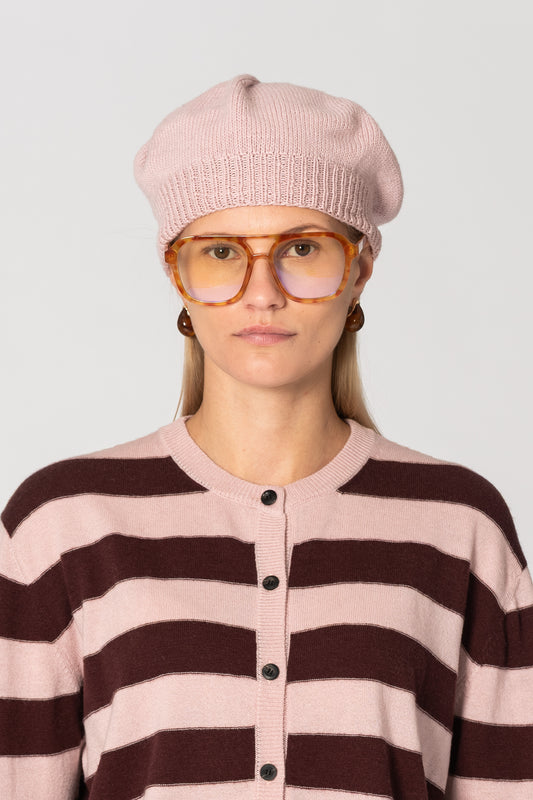 MERINO Handknit Beret - Soft Pink
