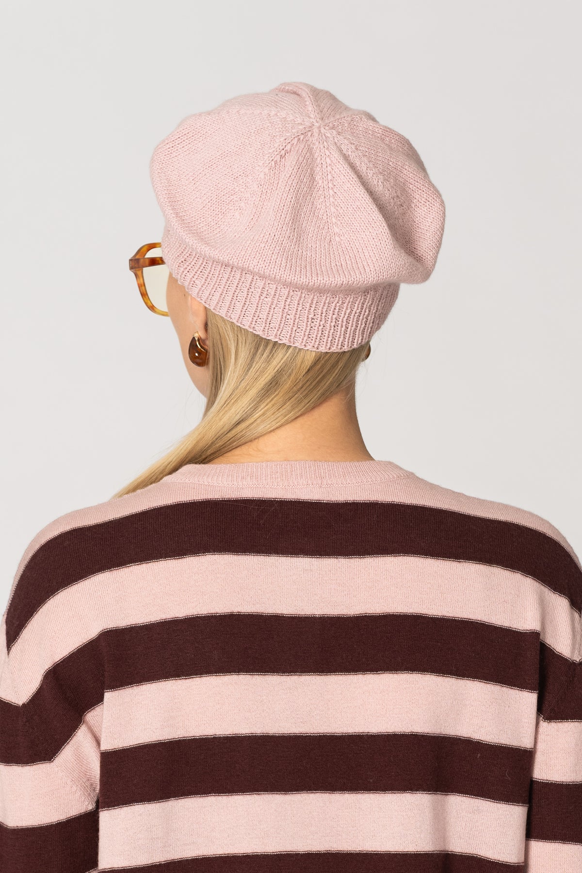 MERINO Handknit Beret - Soft Pink