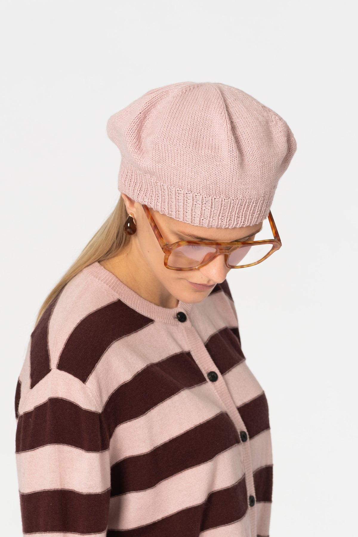 MERINO Handknit Beret - Soft Pink