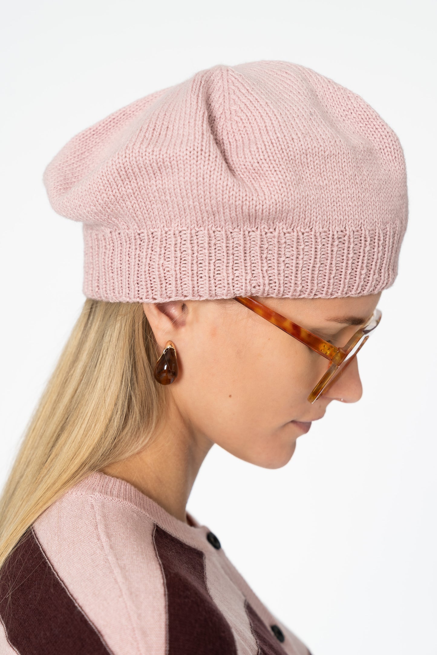 MERINO Handknit Beret - Soft Pink