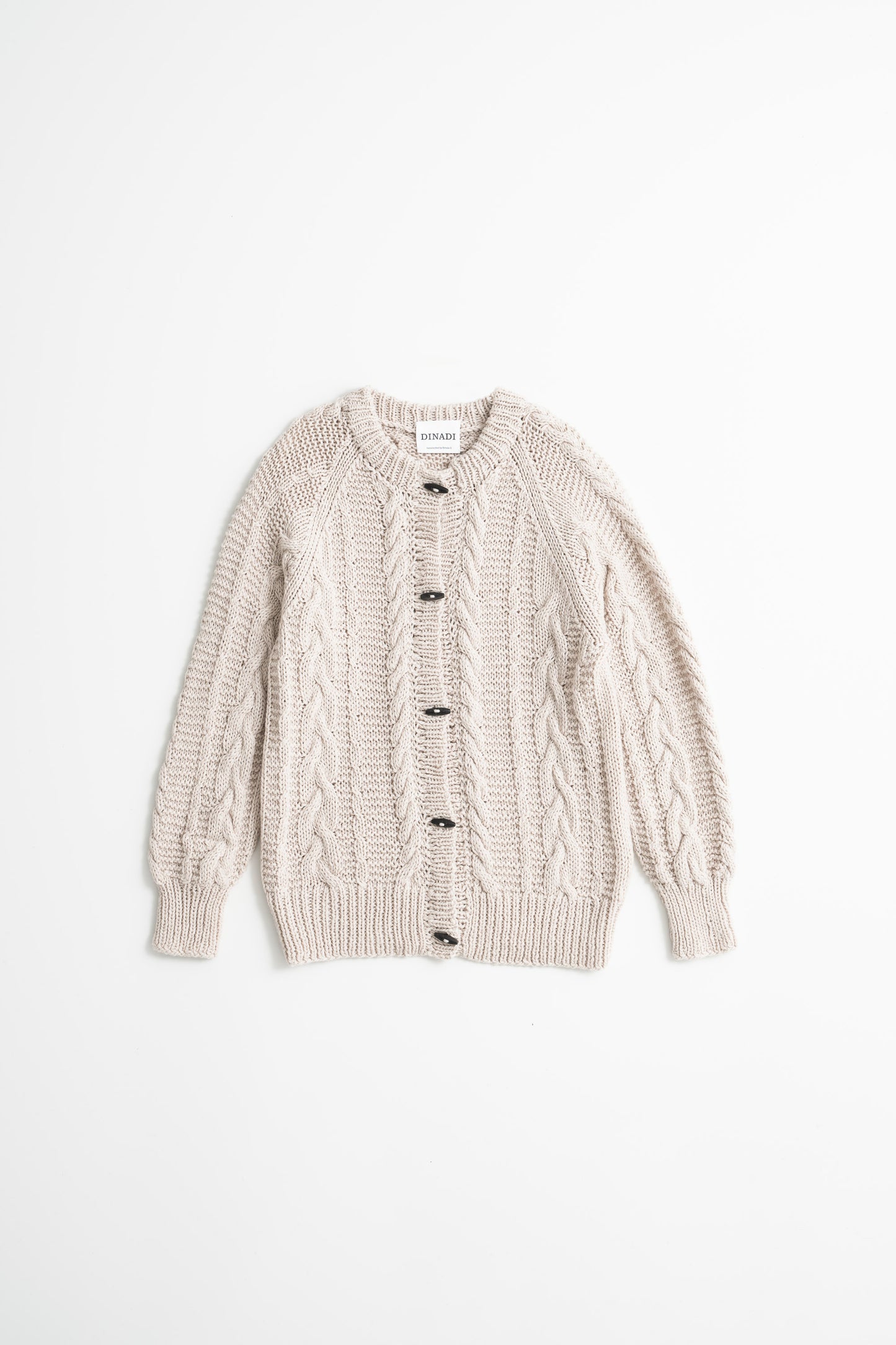 MERINO Handknit Cable Cardigan - Almond White