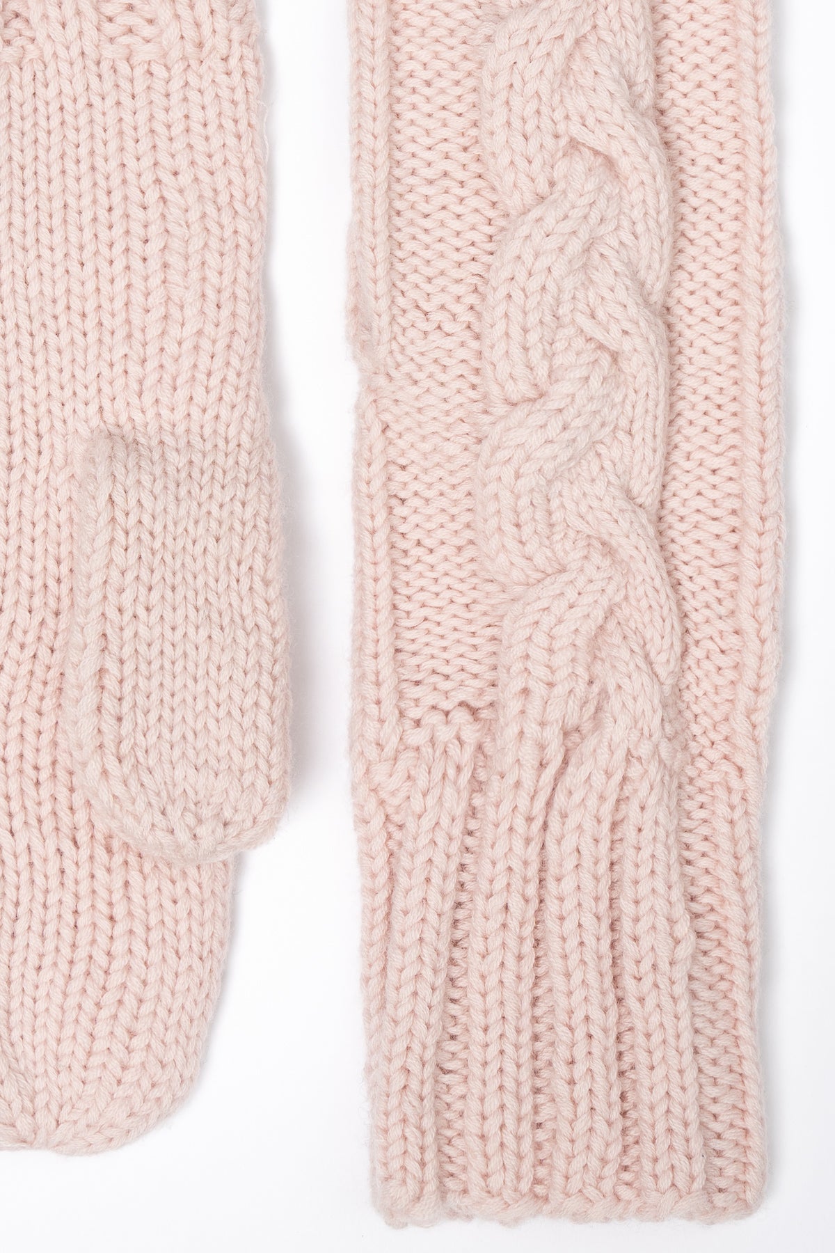 MERINO Handknit Cable Mittens - Blush Pink