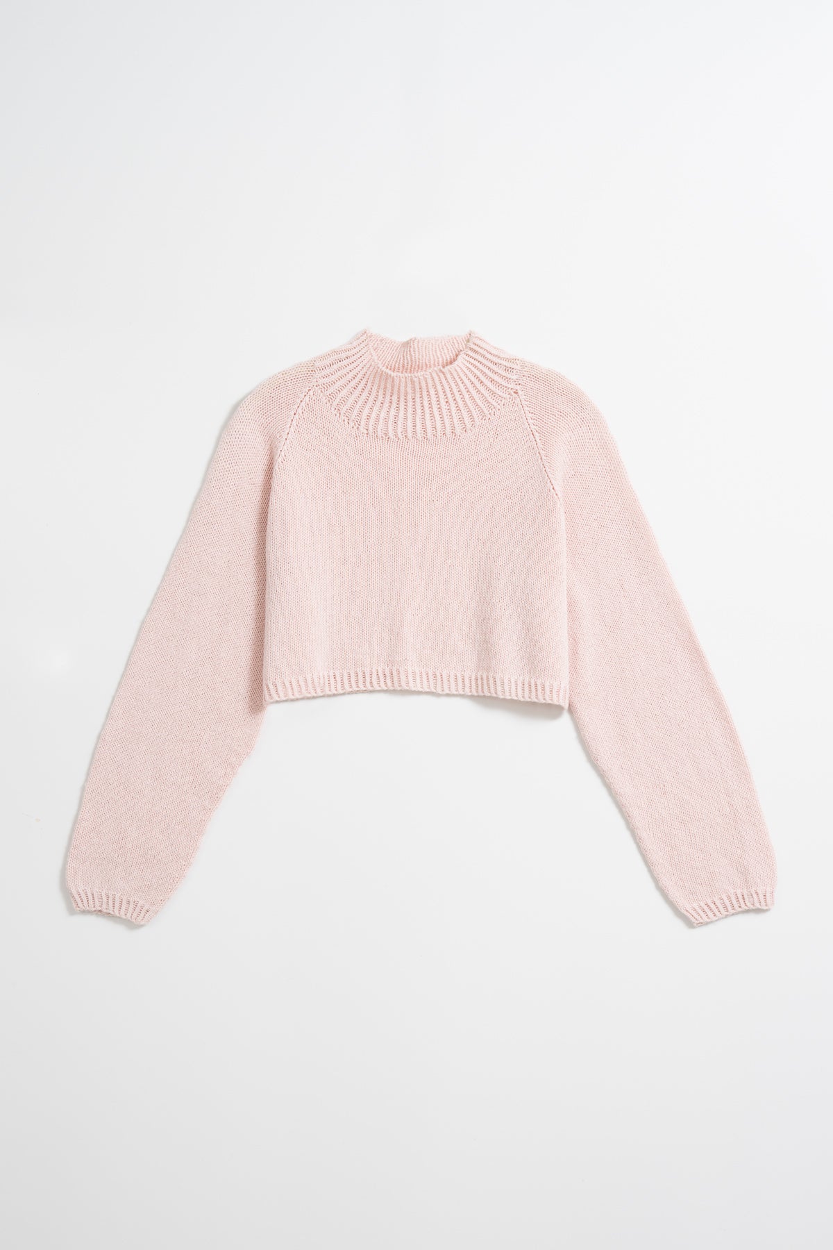 MERINO Handknit Cropped Sweater - Blush Pink