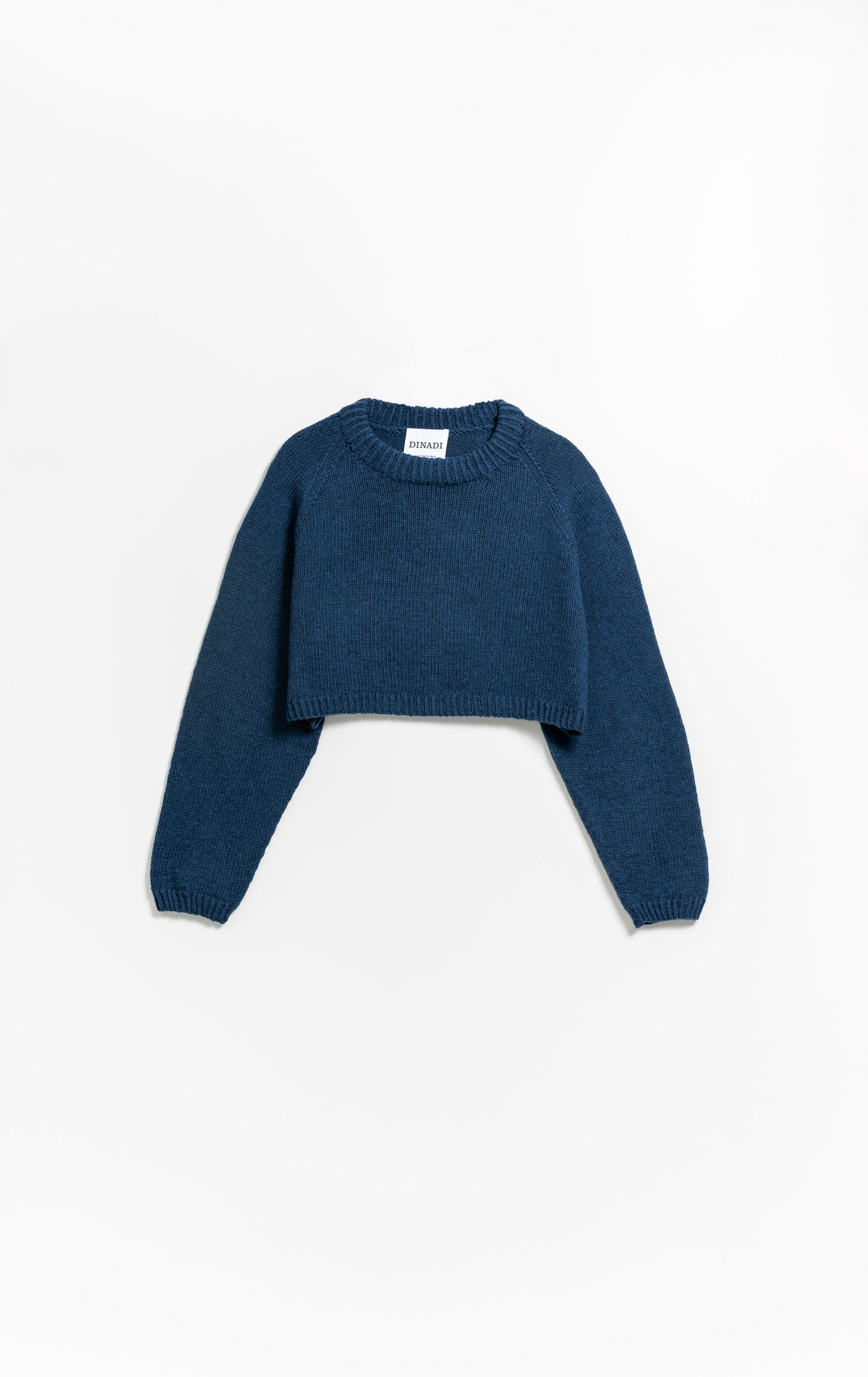 MERINO Handknit Cropped Sweater - Indigo Blue