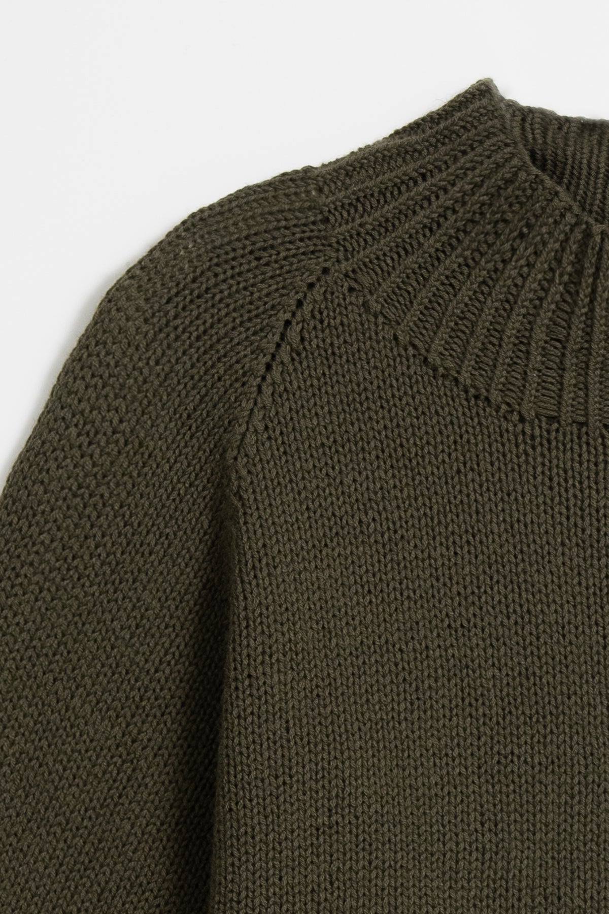 MERINO Handknit Cropped Sweater - Olive Green