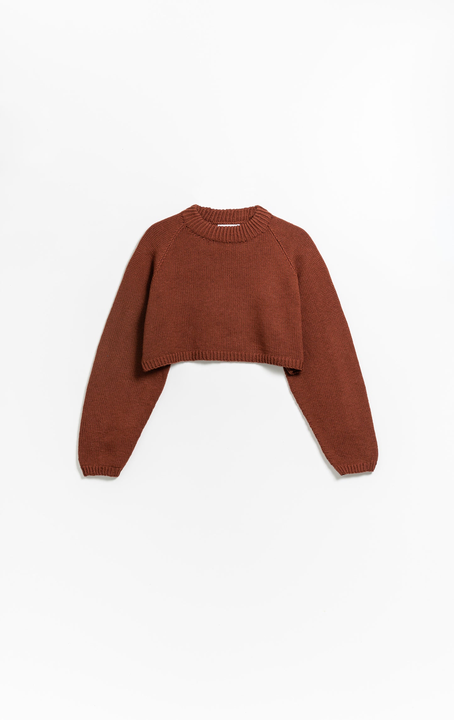 MERINO Handknit Cropped Sweater - Rust Red