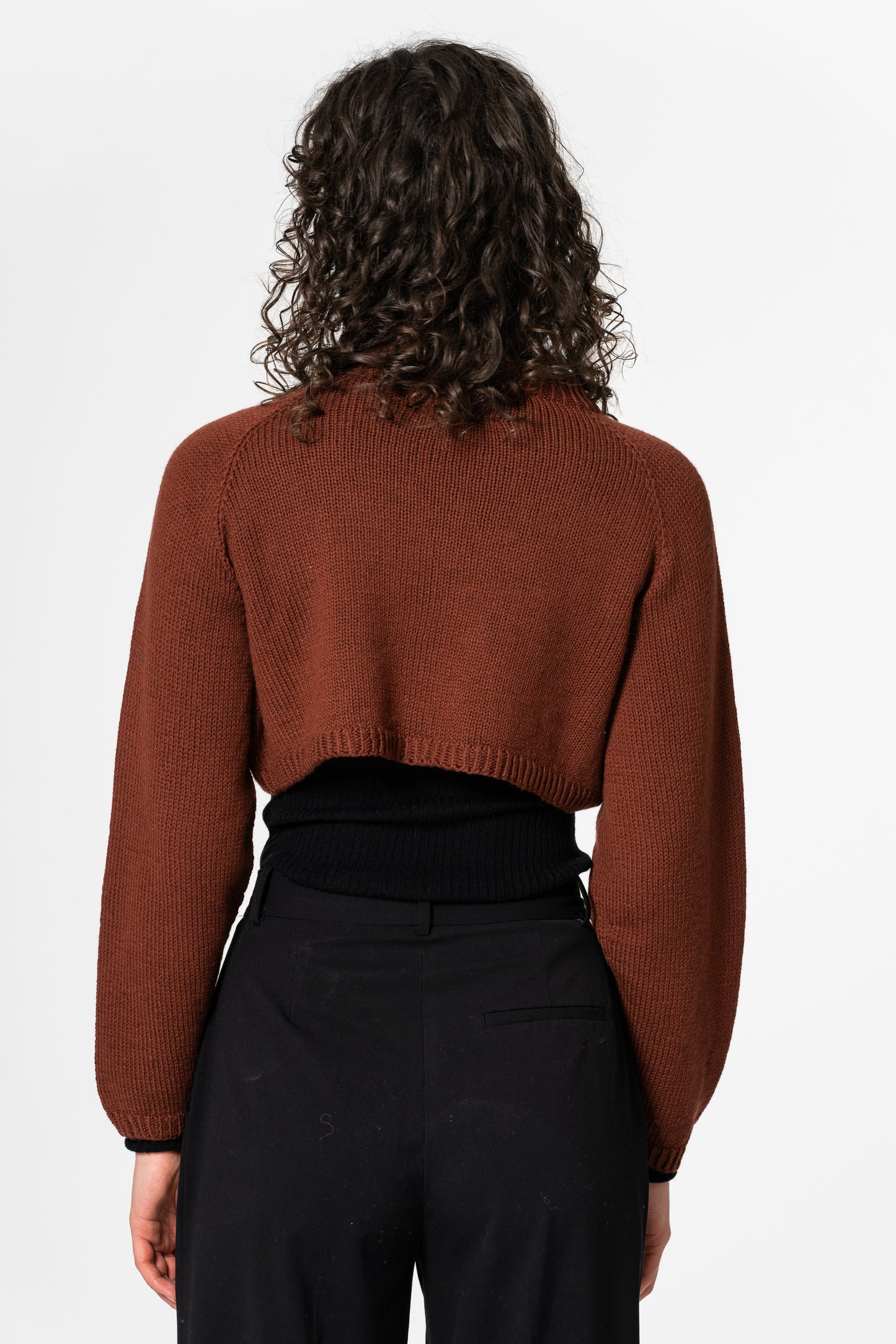 MERINO Handknit Cropped Sweater - Rust Red