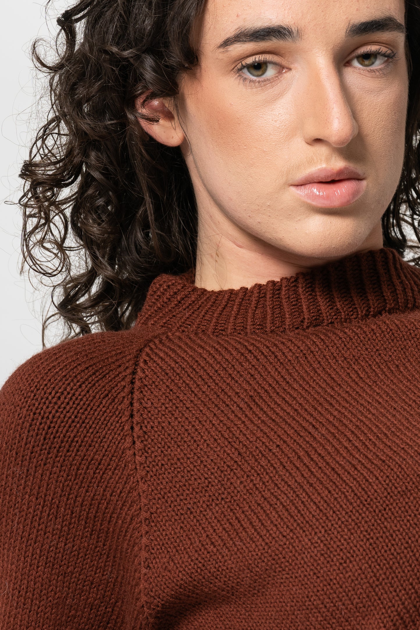 MERINO Handknit Cropped Sweater - Rust Red