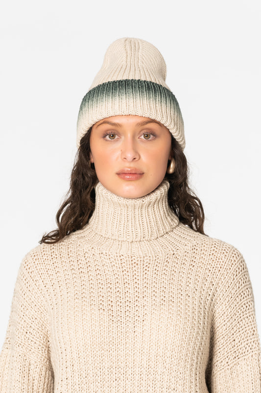 MERINO Handknit Fade Hat - Peacock Green