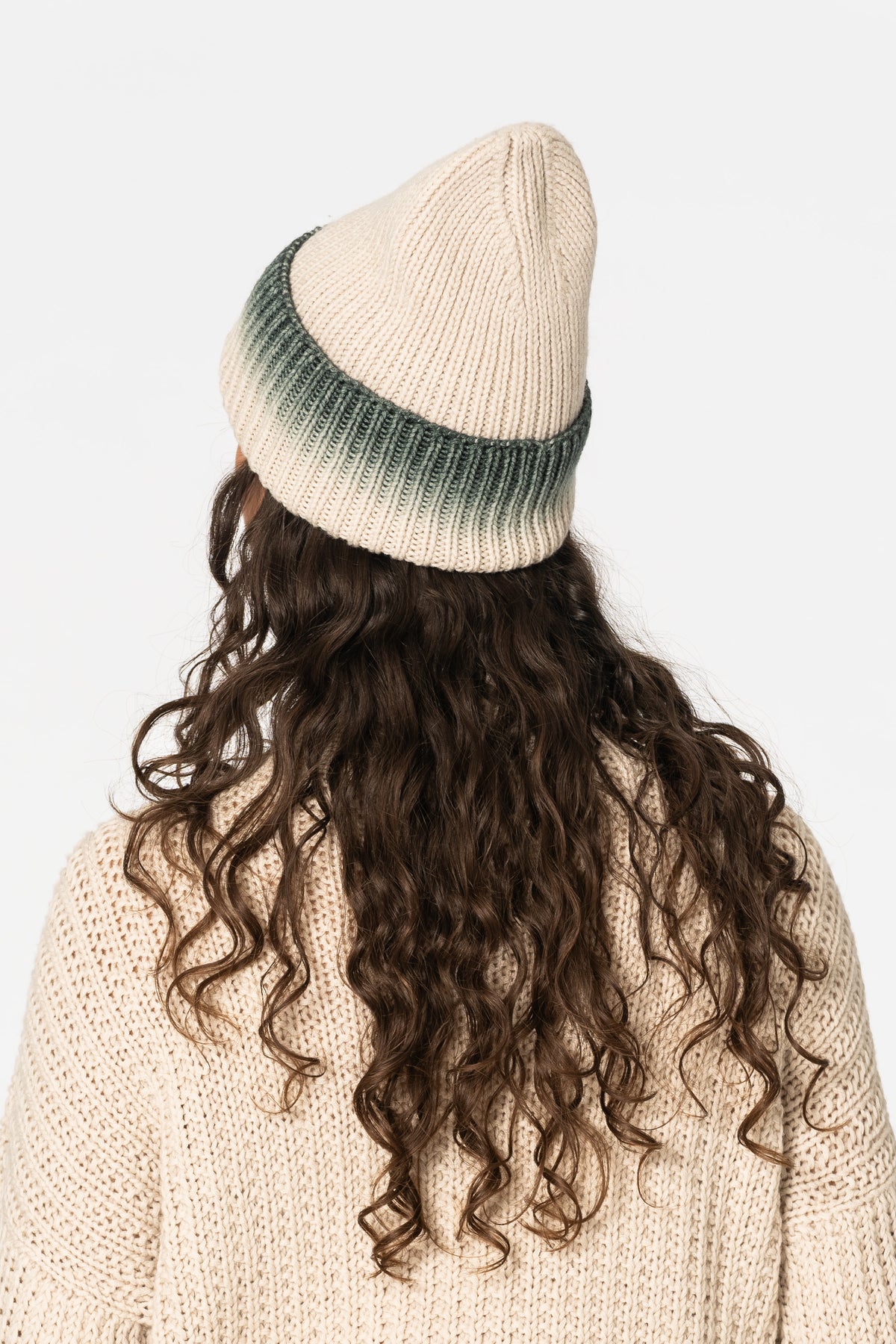MERINO Handknit Fade Hat - Peacock Green