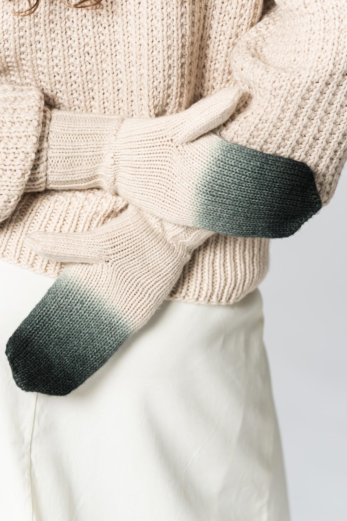 MERINO Handknit Fade Mittens - Peacock Green