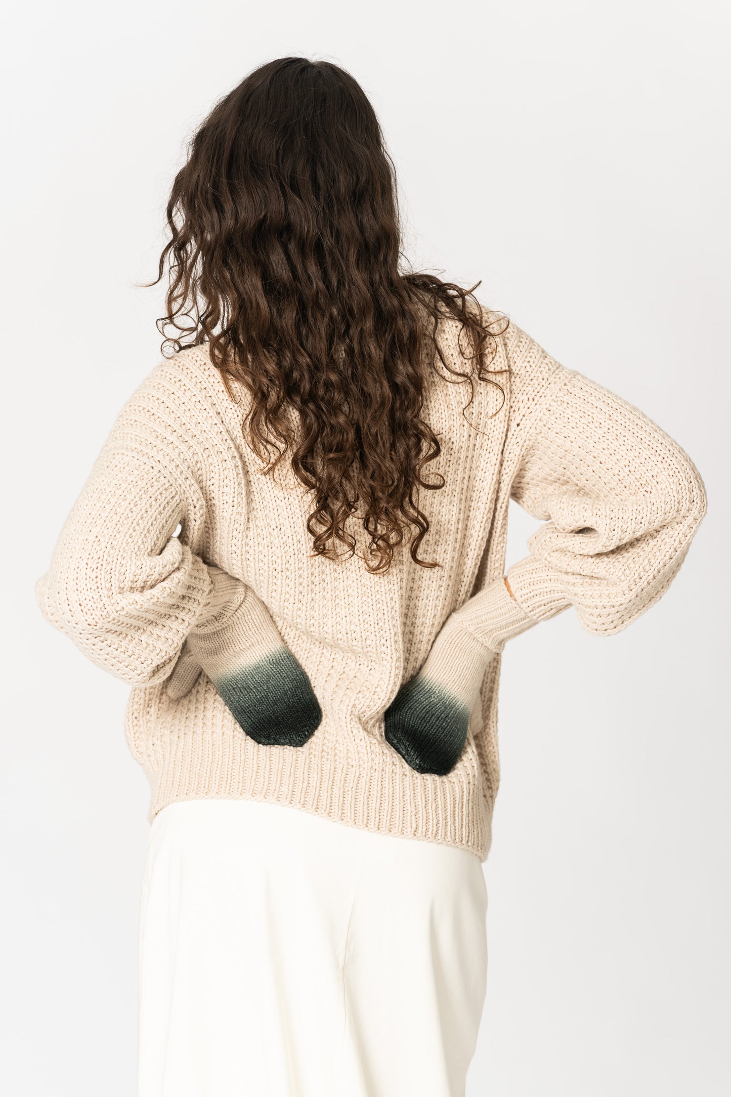 MERINO Handknit Fade Mittens - Peacock Green