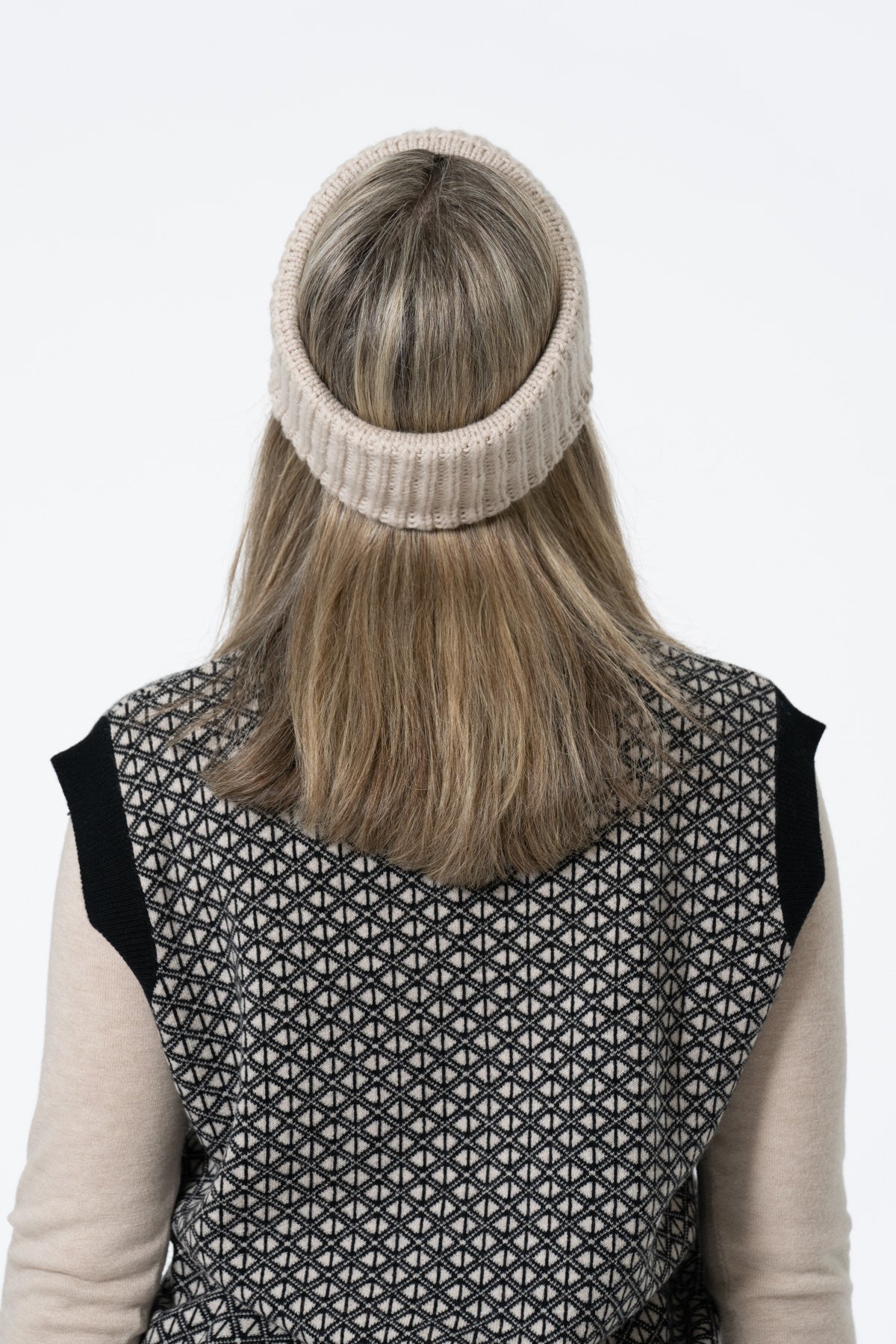 MERINO Handknit Headband - Almond White