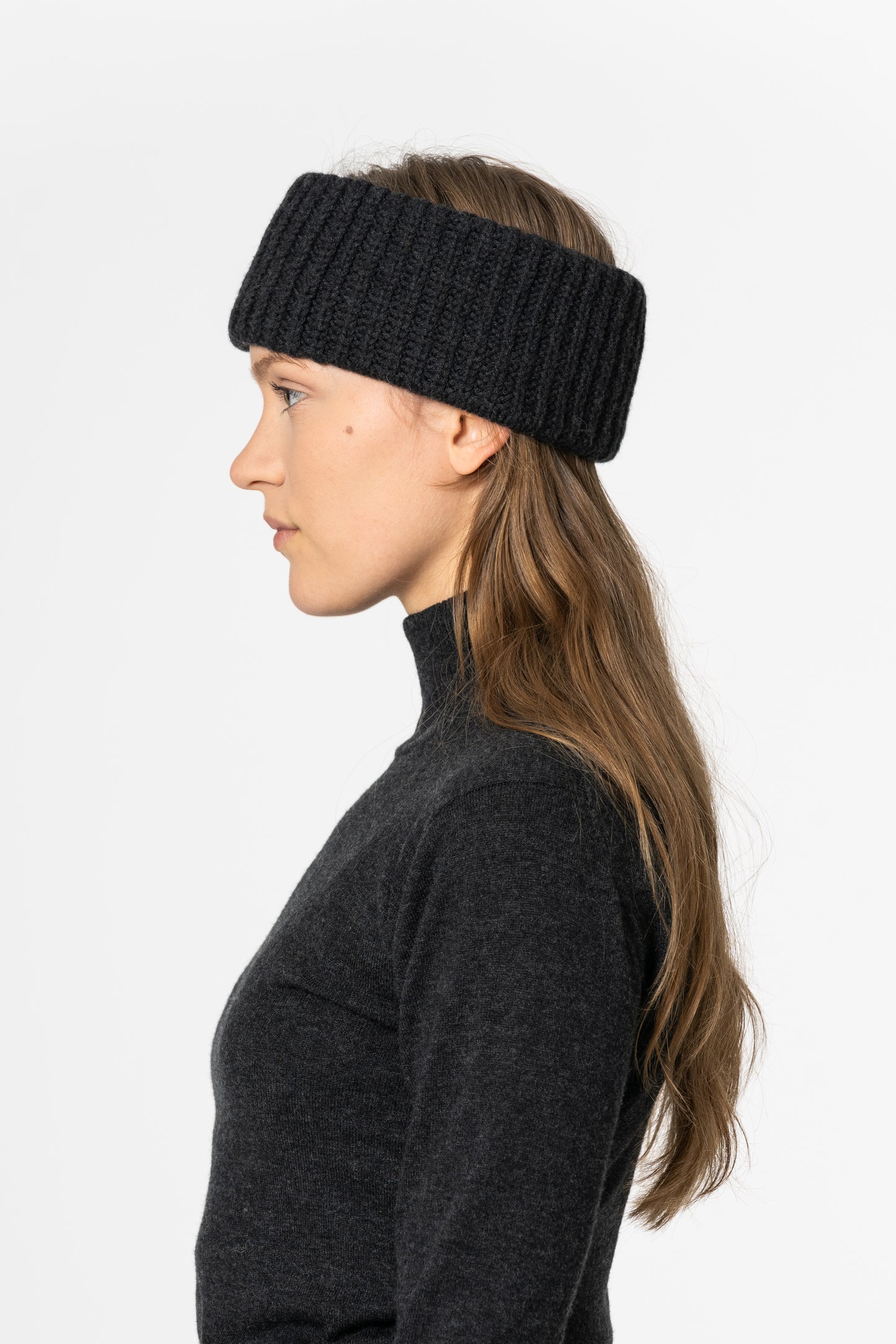 MERINO Handknit Headband - Onyx Grey