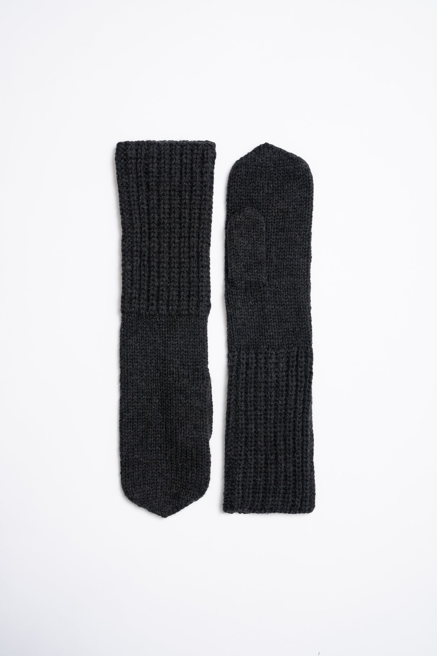 MERINO Handknit Long Mittens - Onyx Grey