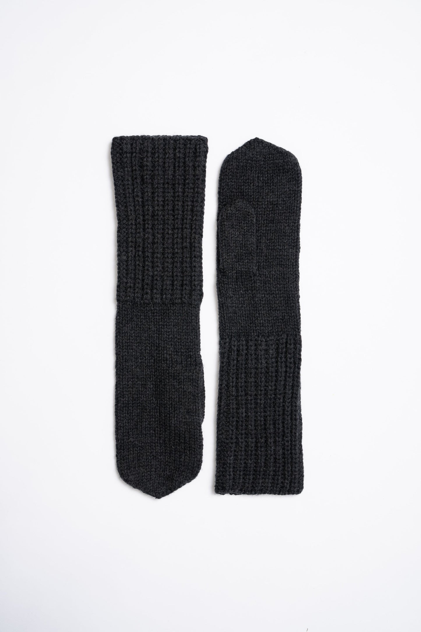 MERINO Handknit Long Mittens - Onyx Grey
