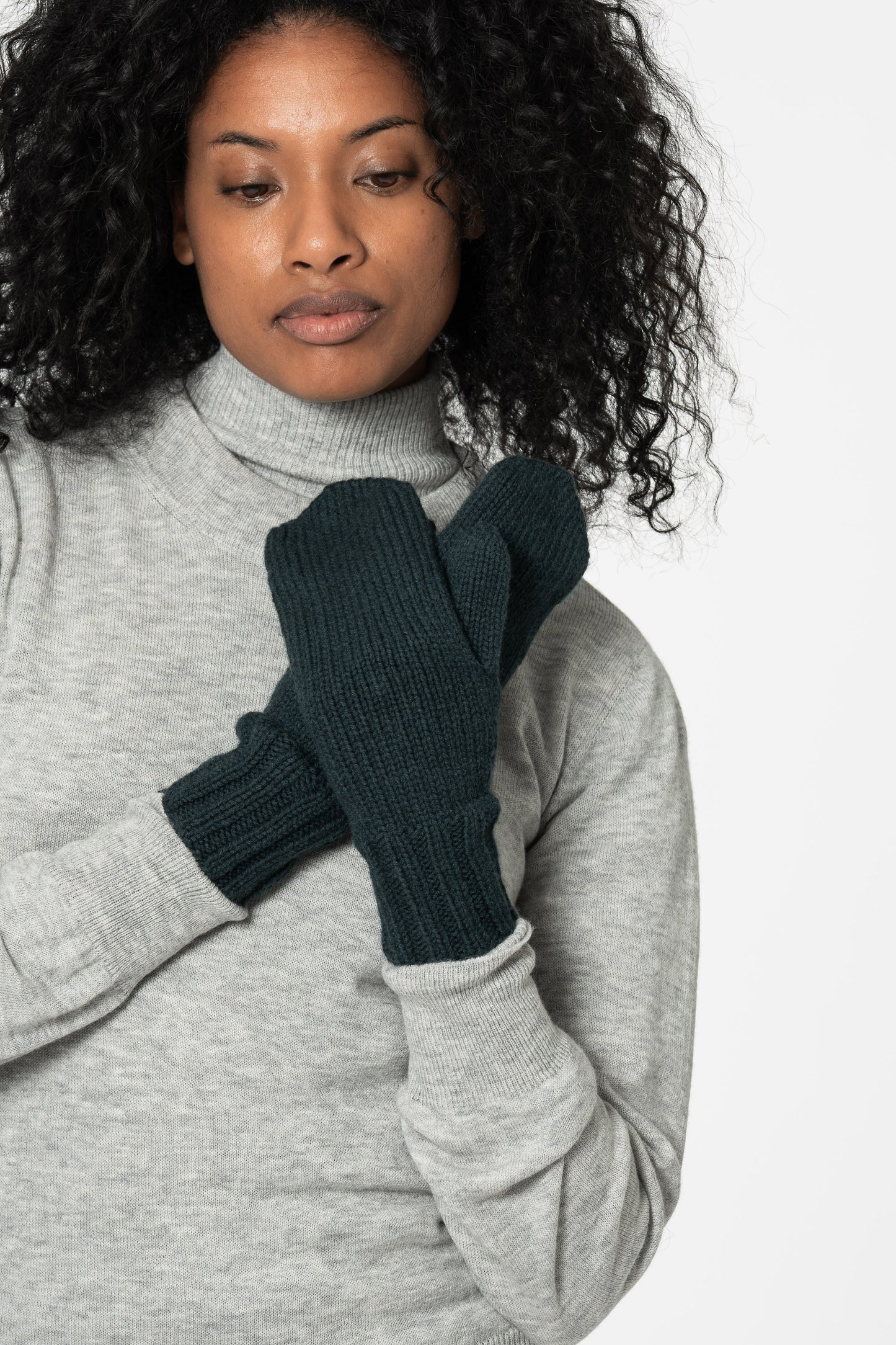 MERINO Handknit Mittens - Peacock Green
