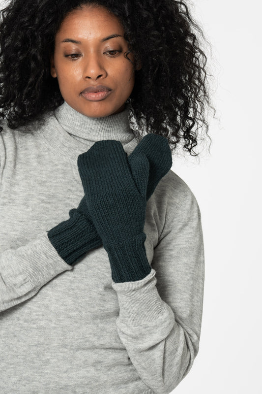 MERINO Handknit Mittens - Peacock Green