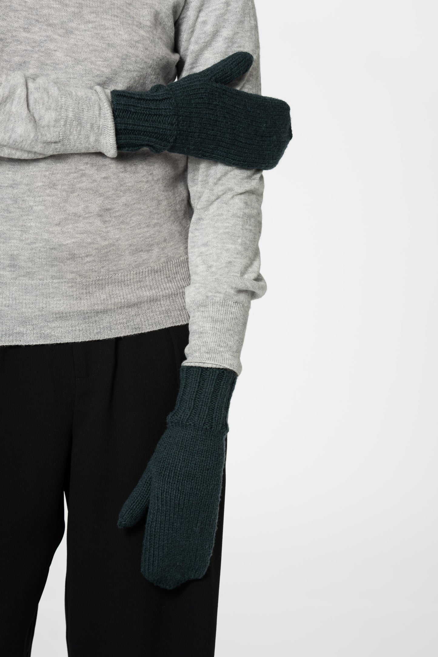 MERINO Handknit Mittens - Peacock Green