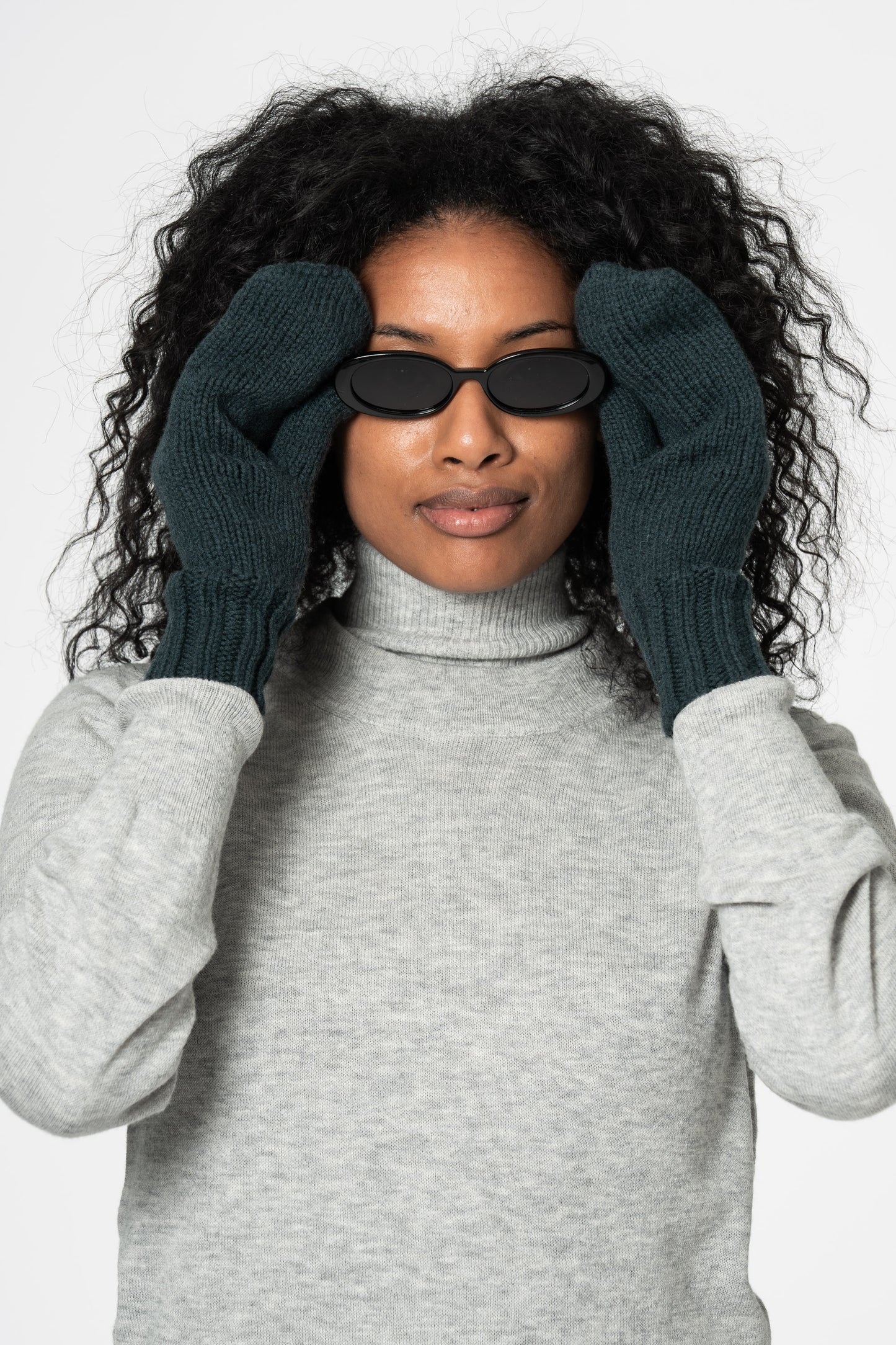 MERINO Handknit Mittens - Peacock Green