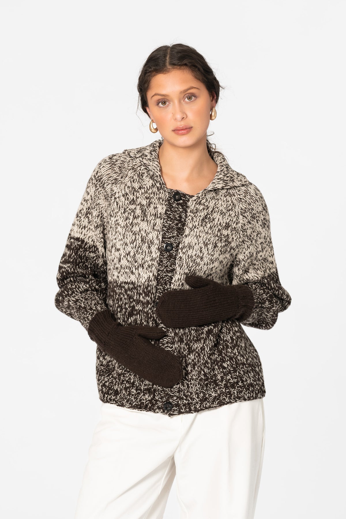 MERINO Handknit Mittens - Espresso Brown
