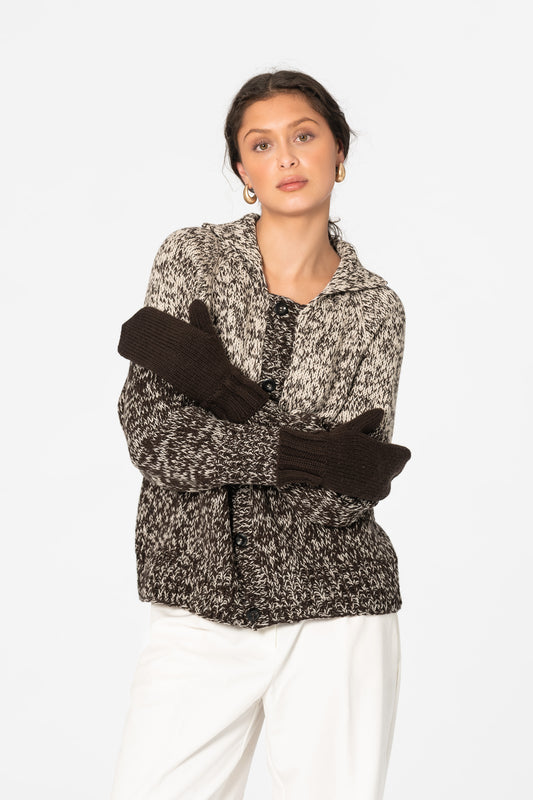 MERINO Handknit Mittens - Espresso Brown