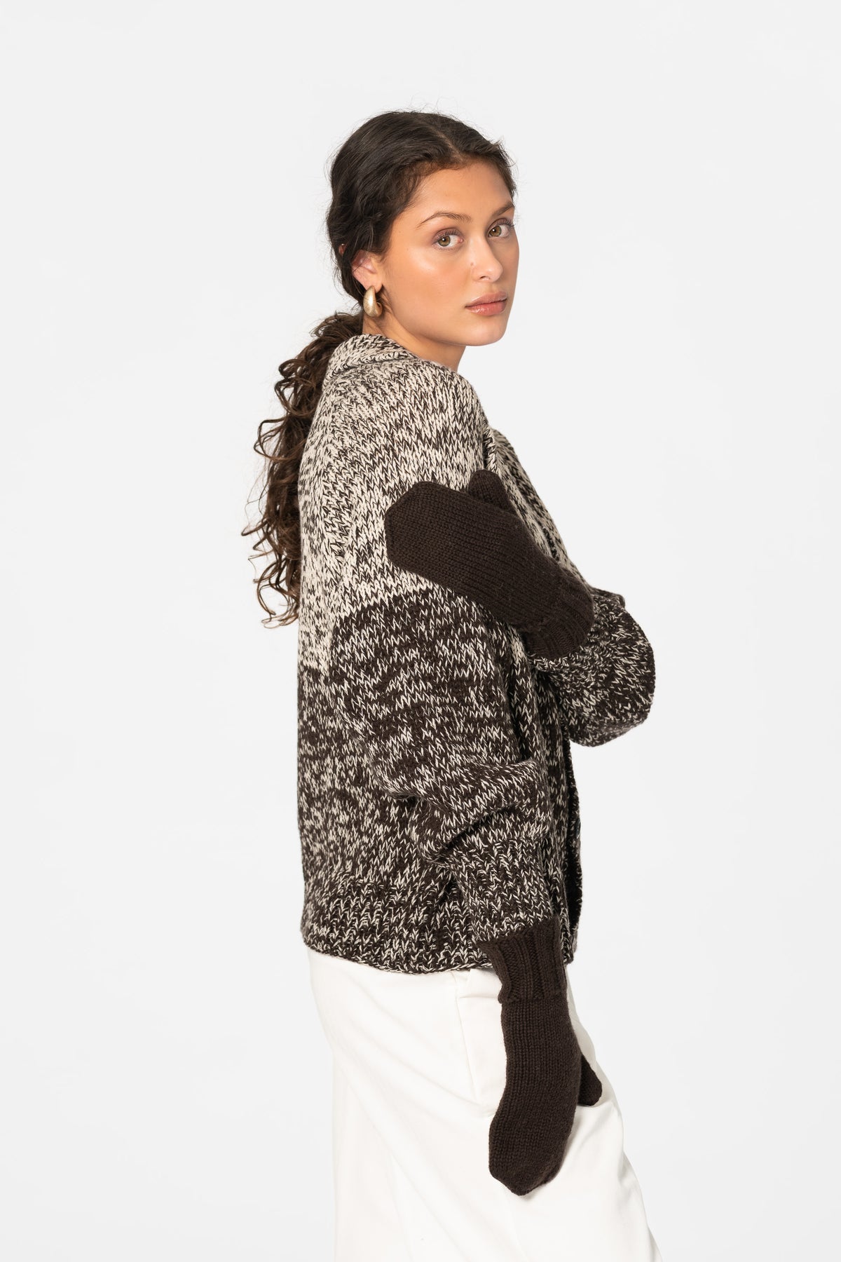 MERINO Handknit Mittens - Espresso Brown
