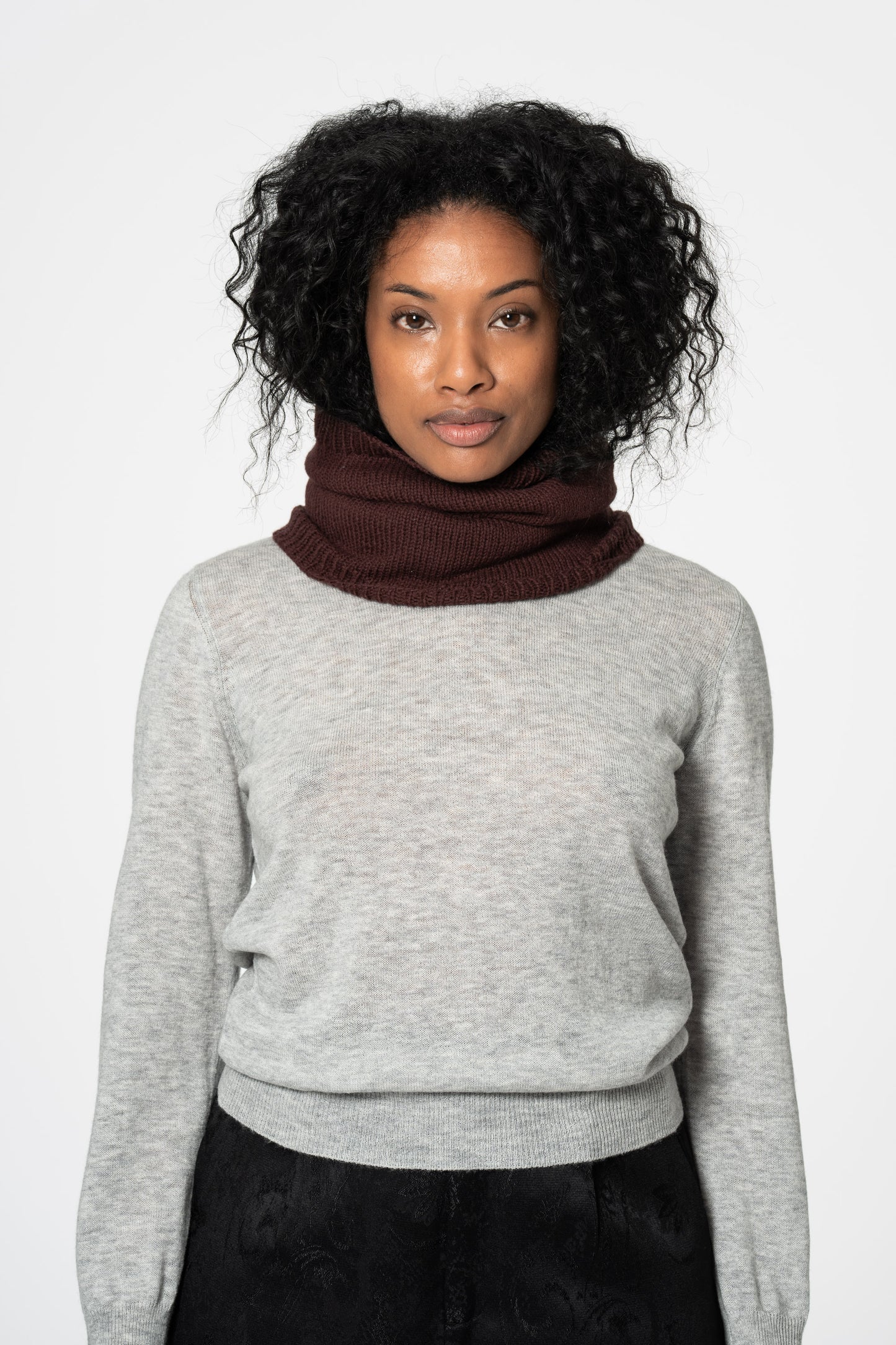 MERINO Handknit Neckwarmer - Merlot Red