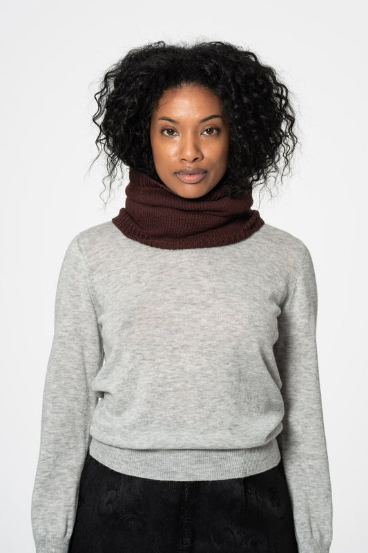 MERINO Handknit Neckwarmer - Merlot Red
