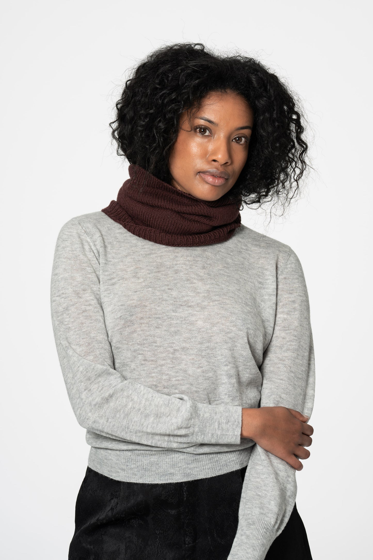 MERINO Handknit Neckwarmer - Merlot Red