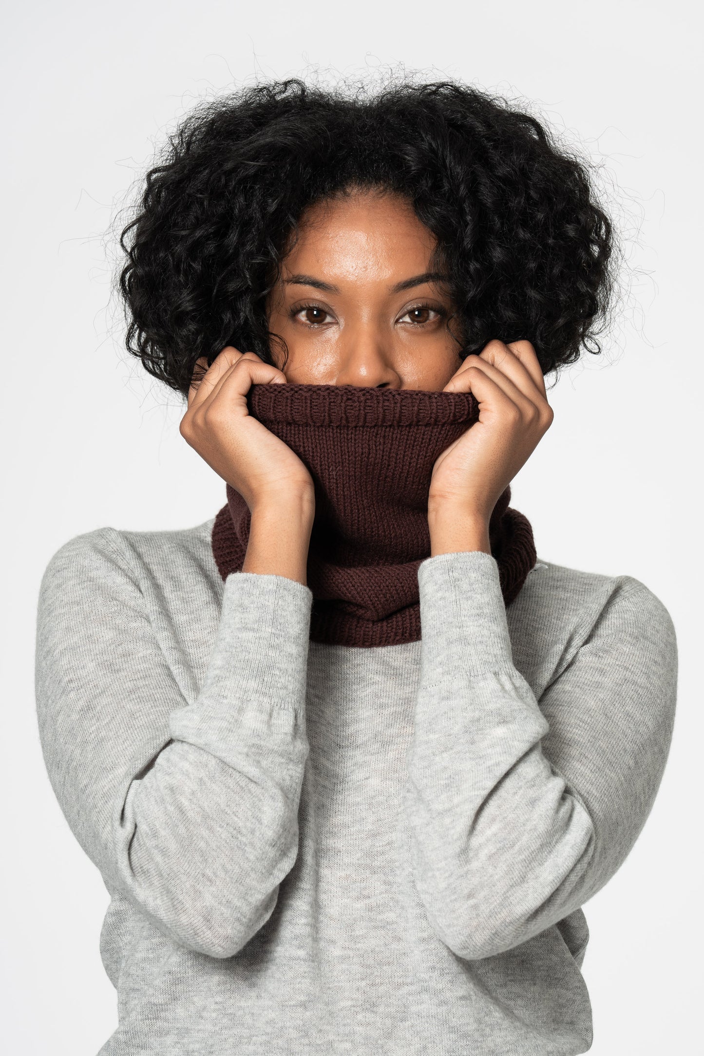 MERINO Handknit Neckwarmer - Merlot Red