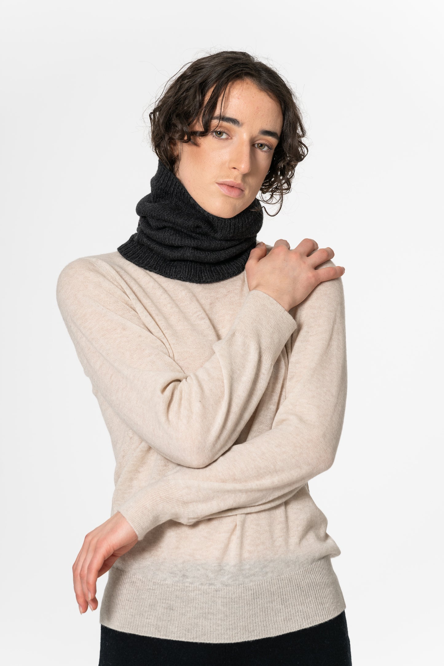 MERINO Handknit Neckwarmer - Onyx Grey