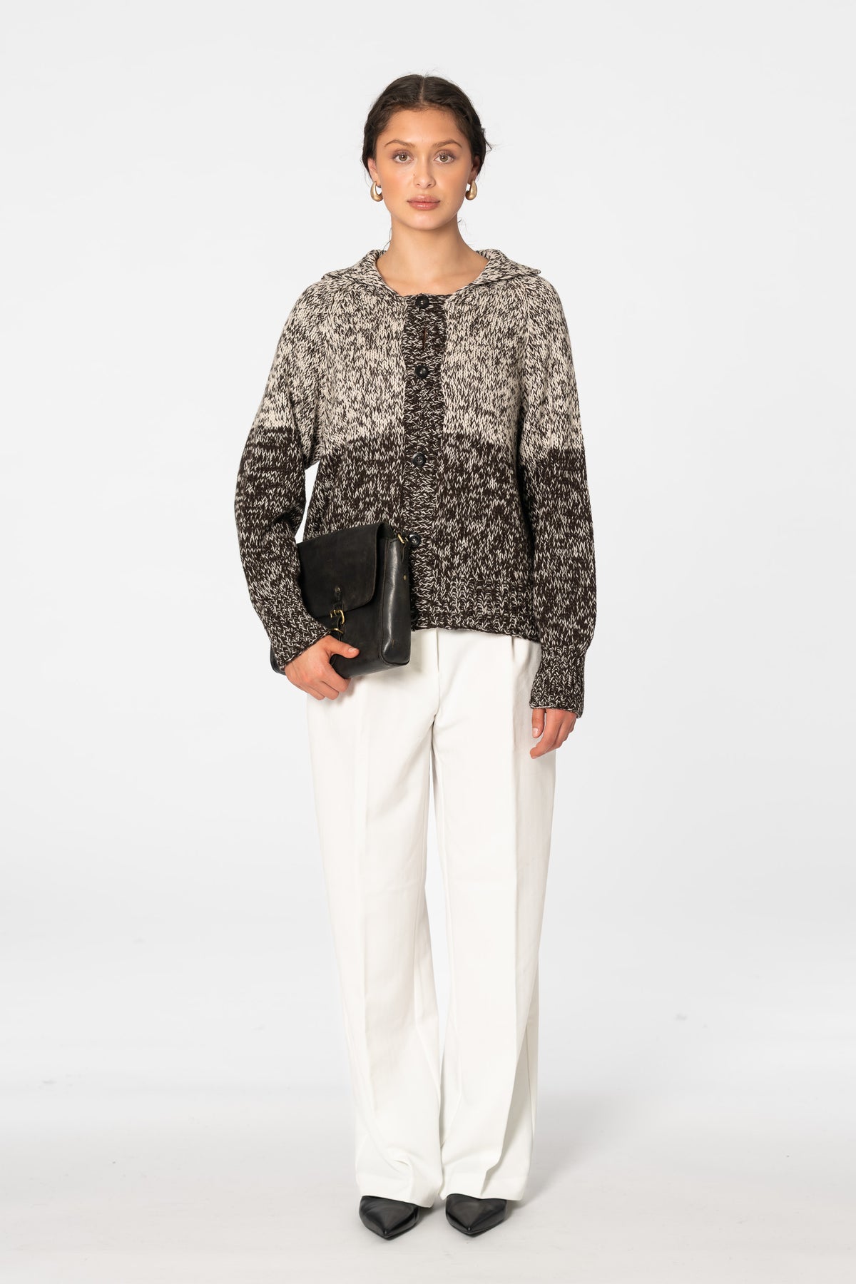 MERINO Handknit Ombre Cardigan - Espresso Brown