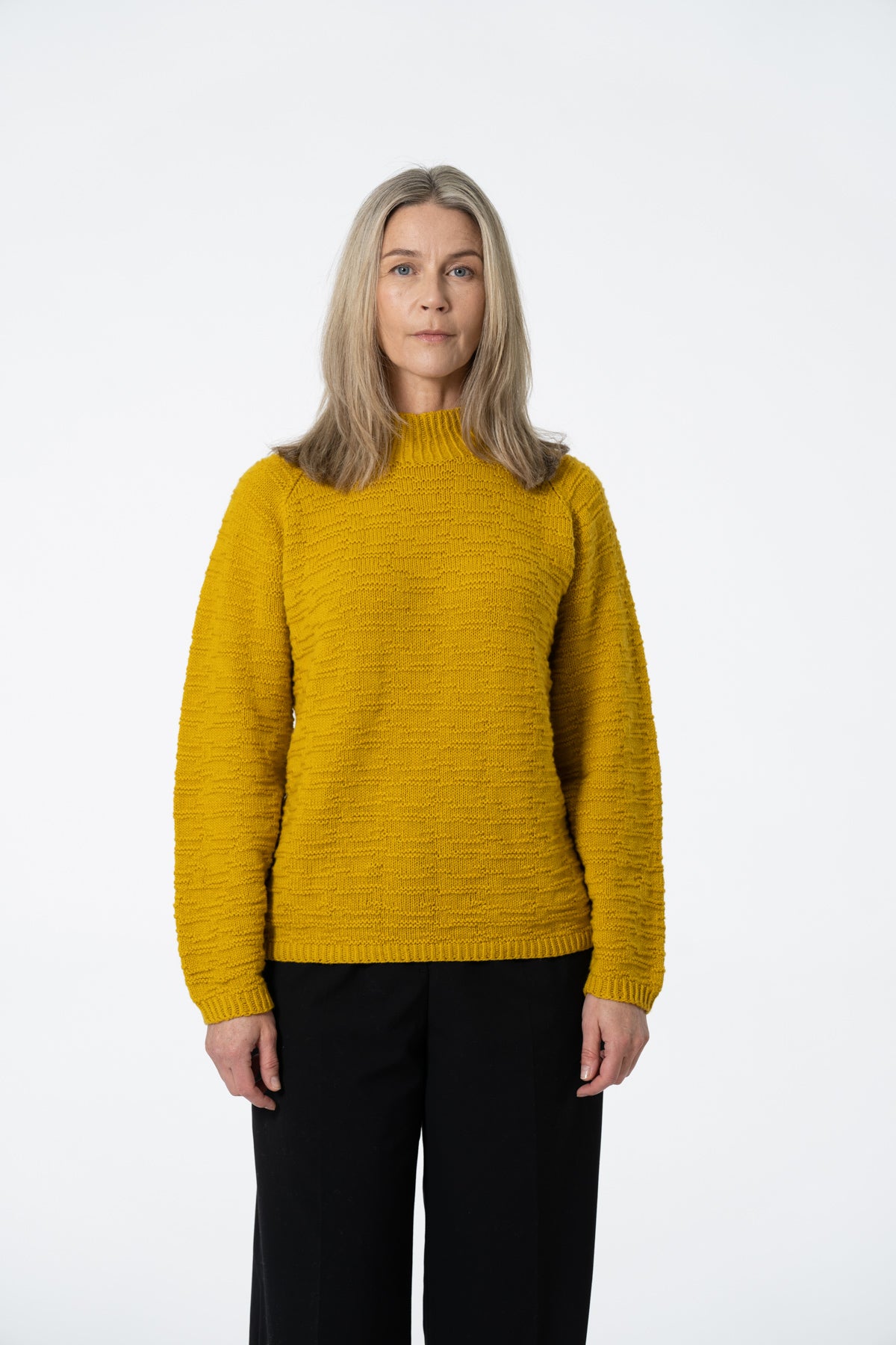 MERINO Handknit Purlstripe Sweater - Cyber Yellow