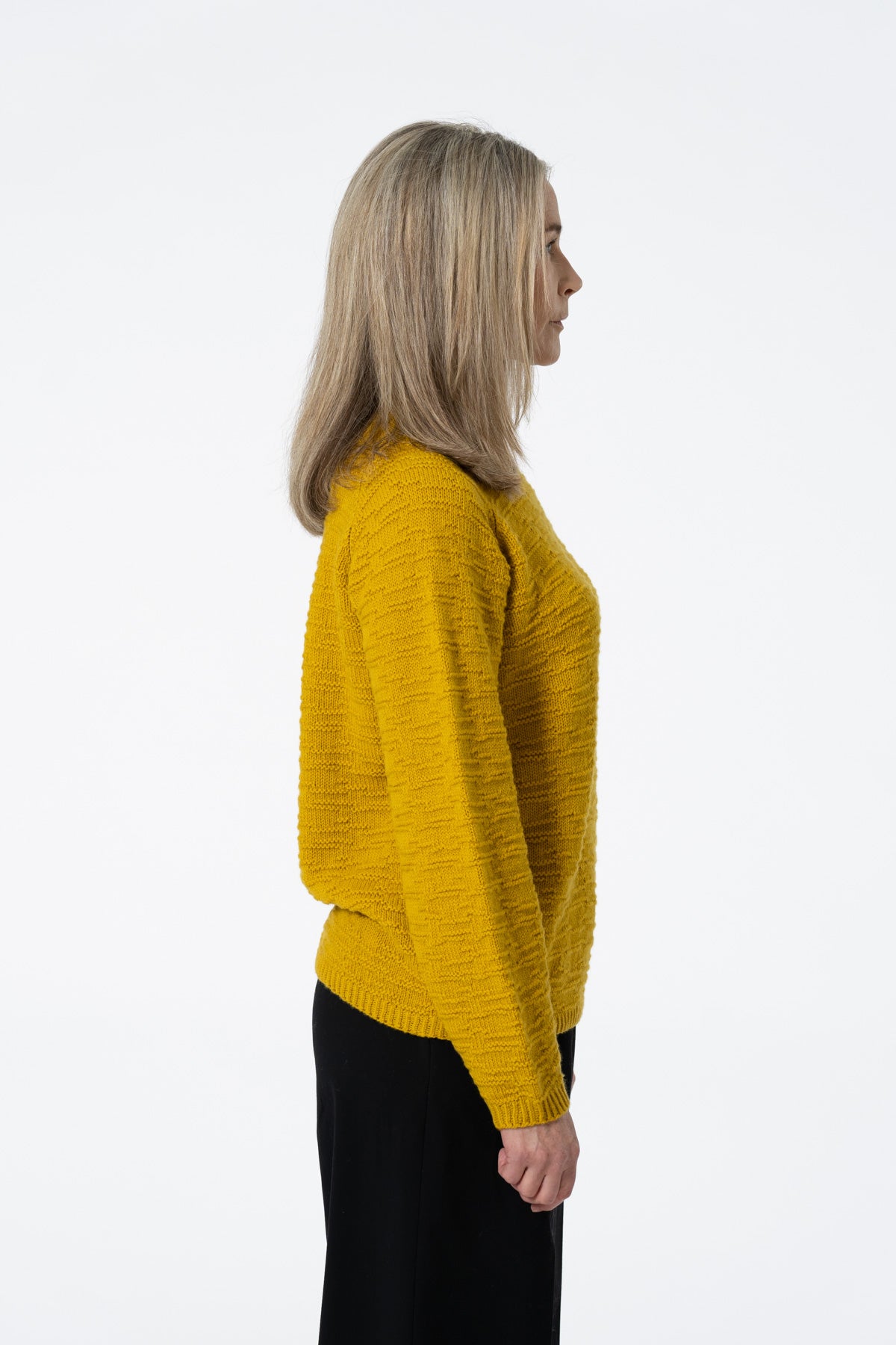 MERINO Handknit Purlstripe Sweater - Cyber Yellow