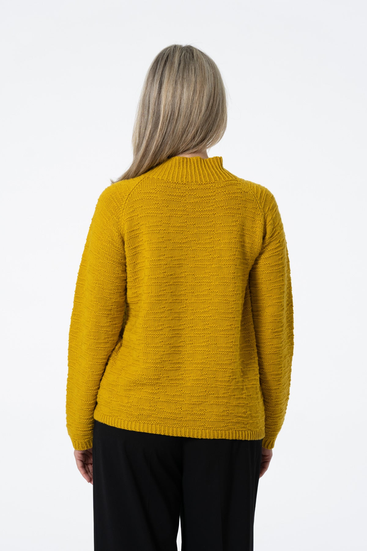 MERINO Handknit Purlstripe Sweater - Cyber Yellow