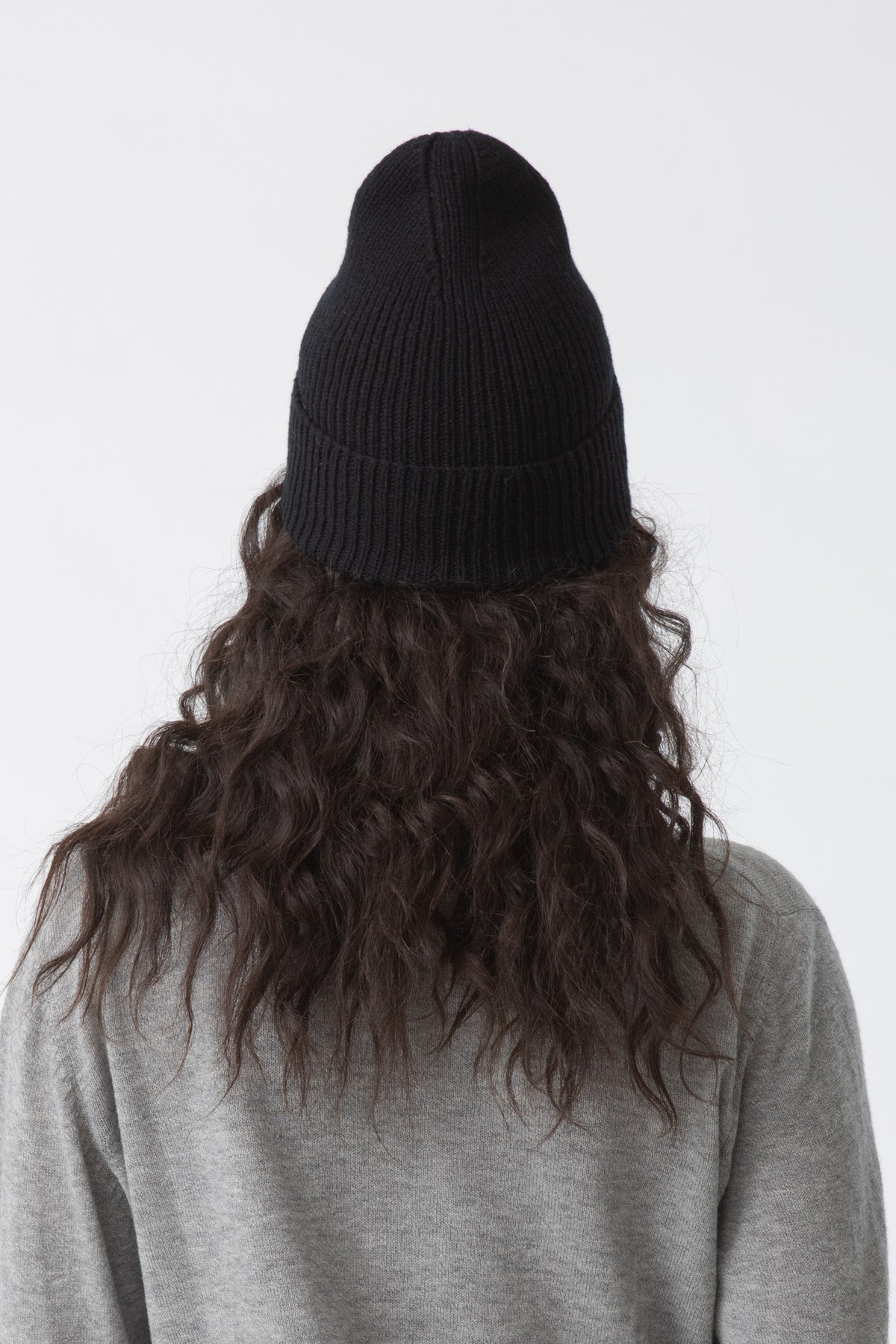 MERINO Handknit Rib Hat - Black