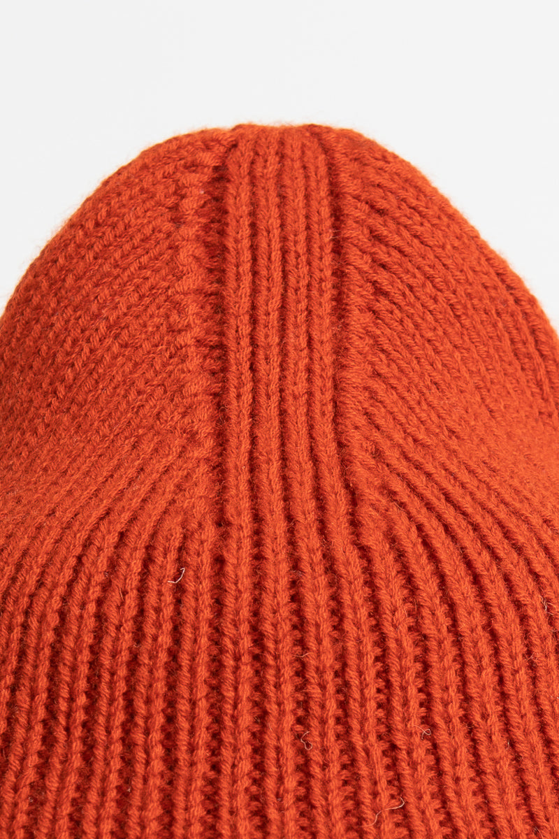 MERINO Handknit Rib Hat - Burnt Orange