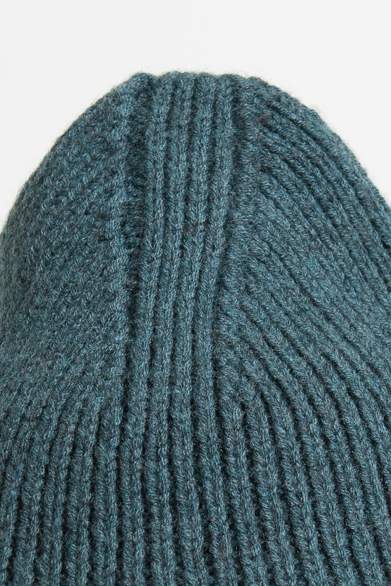 MERINO Handknit Rib Hat - Dragonfly Green