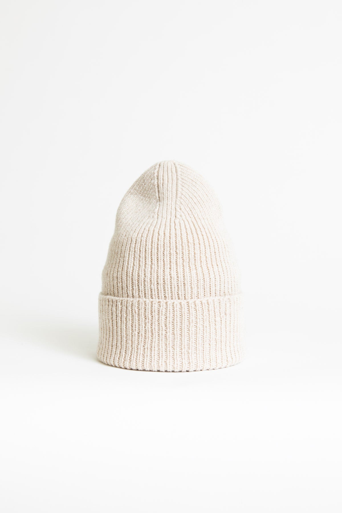 MERINO Handknit Rib Hat - Almond White